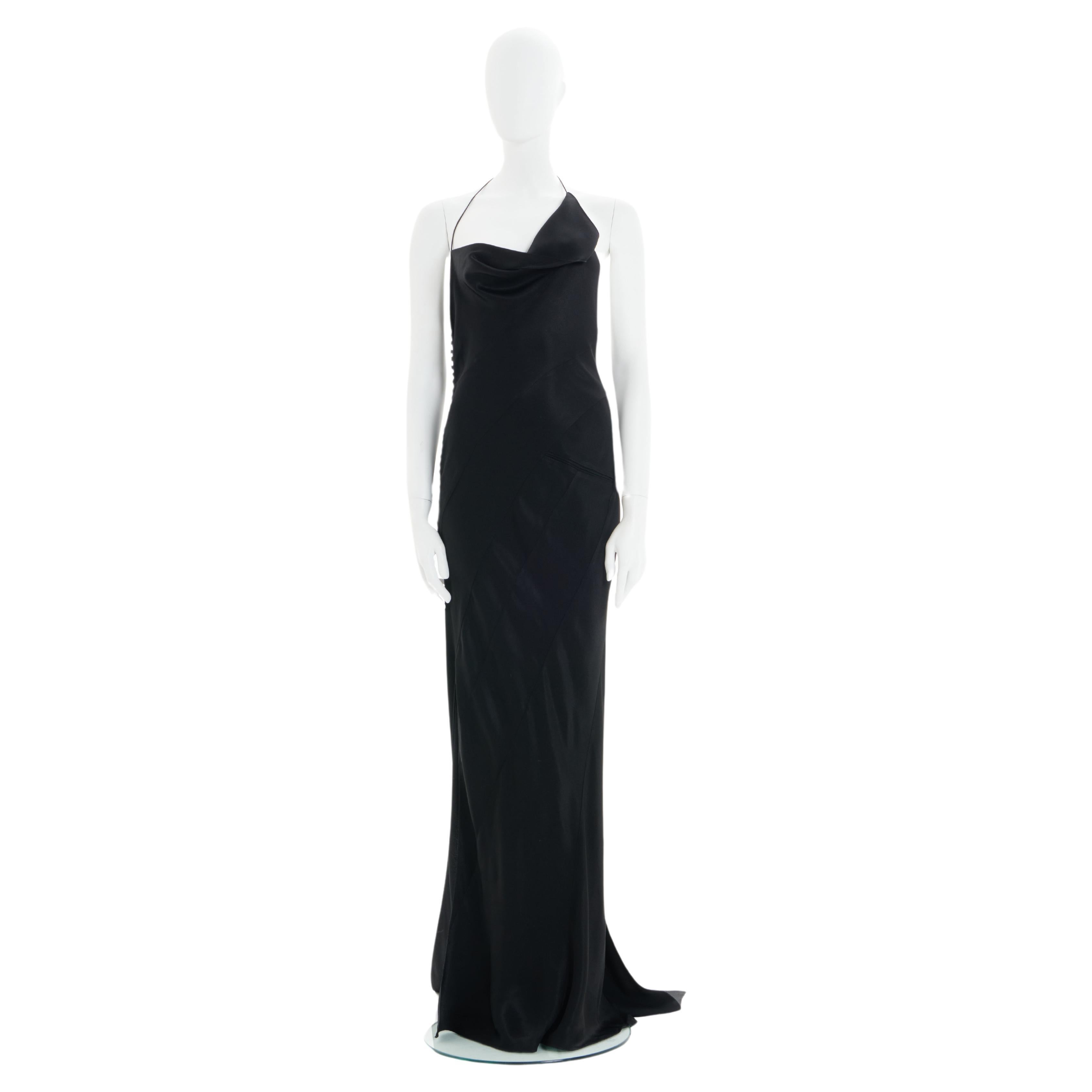 Christian Dior by John Galliano F/W 2000 Black bias-cut trained evening dress For Sale