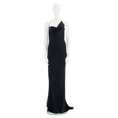 Vintage Christian Dior by John Galliano F/W 2000 Black bias-cut trained evening dress