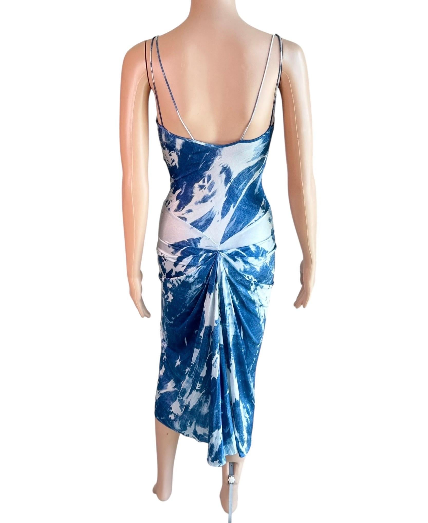 Christian Dior for John Galliano F/W 2000 Blaues Kleid mit Krawattenmuster und großem Logo im Angebot 8