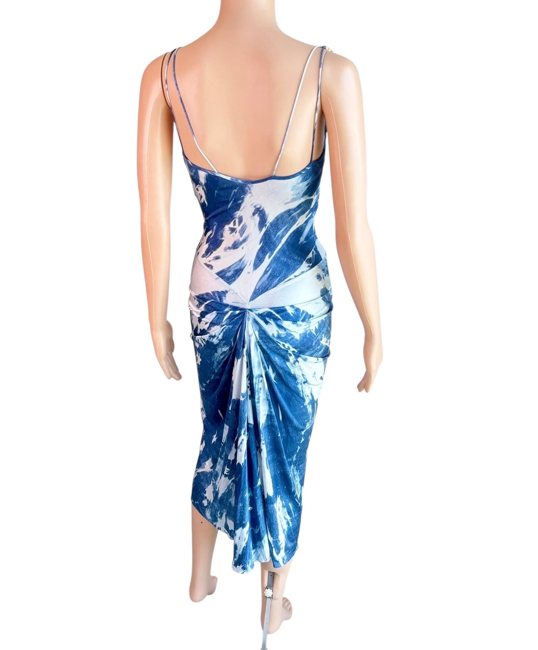 Christian Dior for John Galliano F/W 2000 Blaues Kleid mit Krawattenmuster und großem Logo im Angebot 10