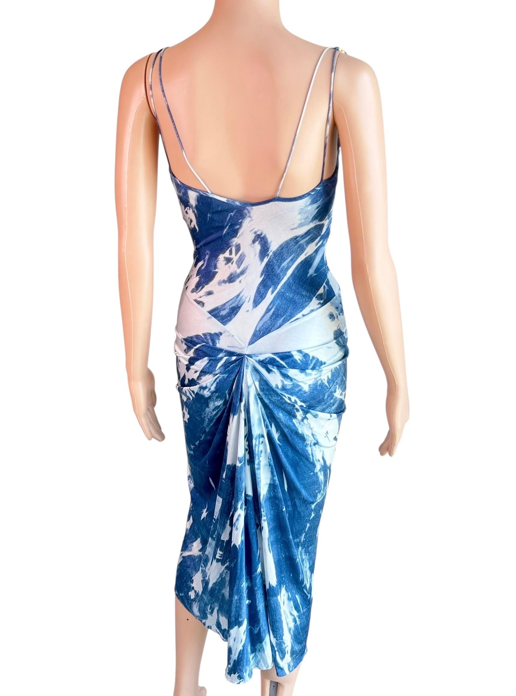 Christian Dior for John Galliano F/W 2000 Blaues Kleid mit Krawattenmuster und großem Logo im Angebot 2