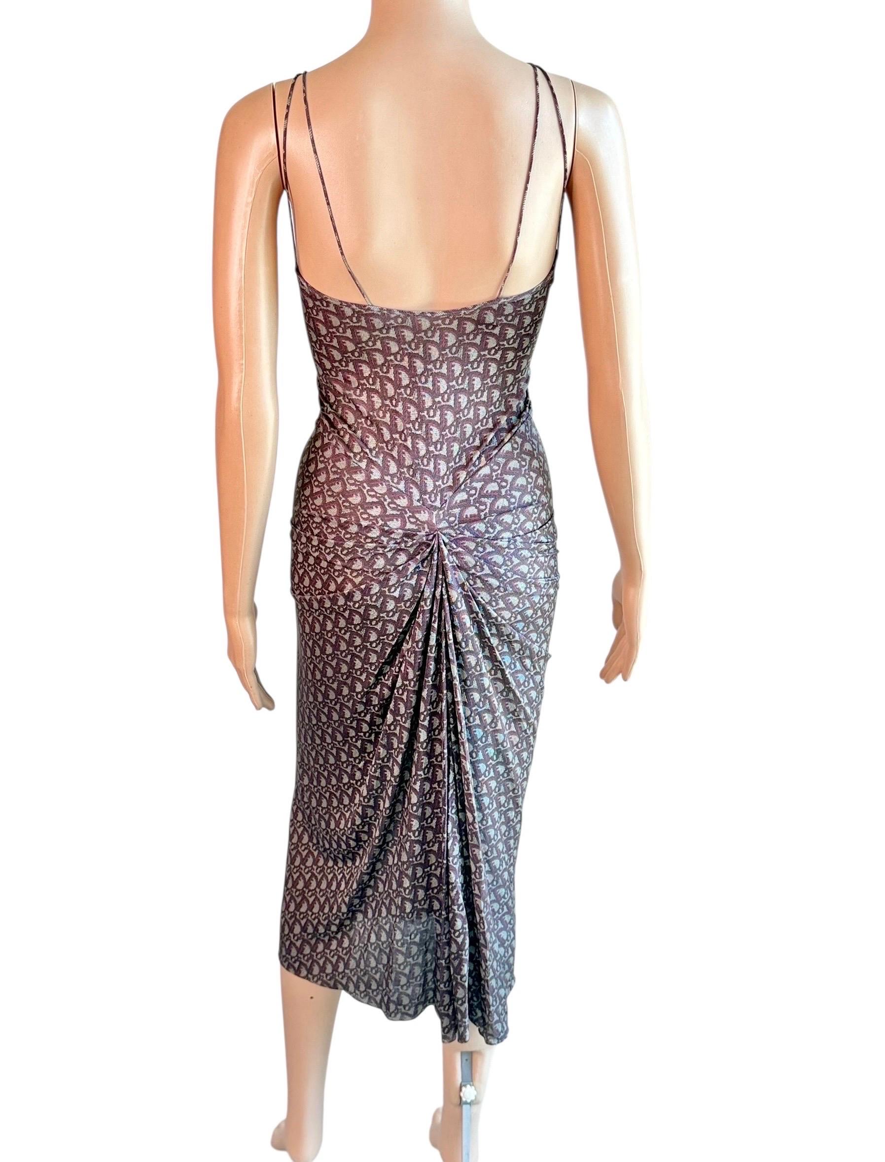Christian Dior by John Galliano F/W 2000 Großes Logo Monogram Diorissimo Kleid (Grau) im Angebot