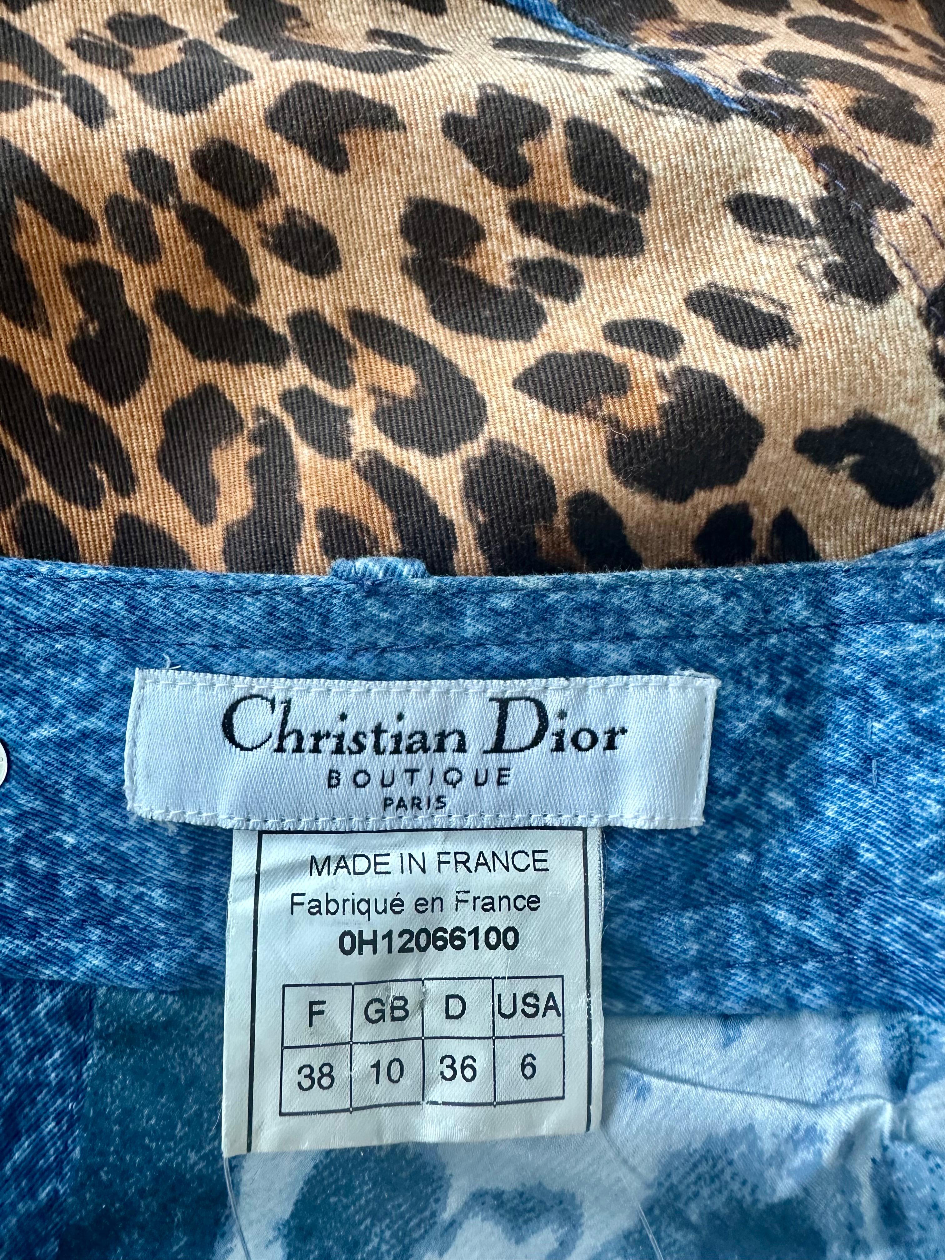 Christian Dior by John Galliano F/W 2000 Runway Asymmetric Denim Leopard Dress 9