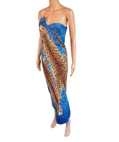 Christian Dior by John Galliano F/W 2000 Runway Asymmetric Denim Leopard Dress