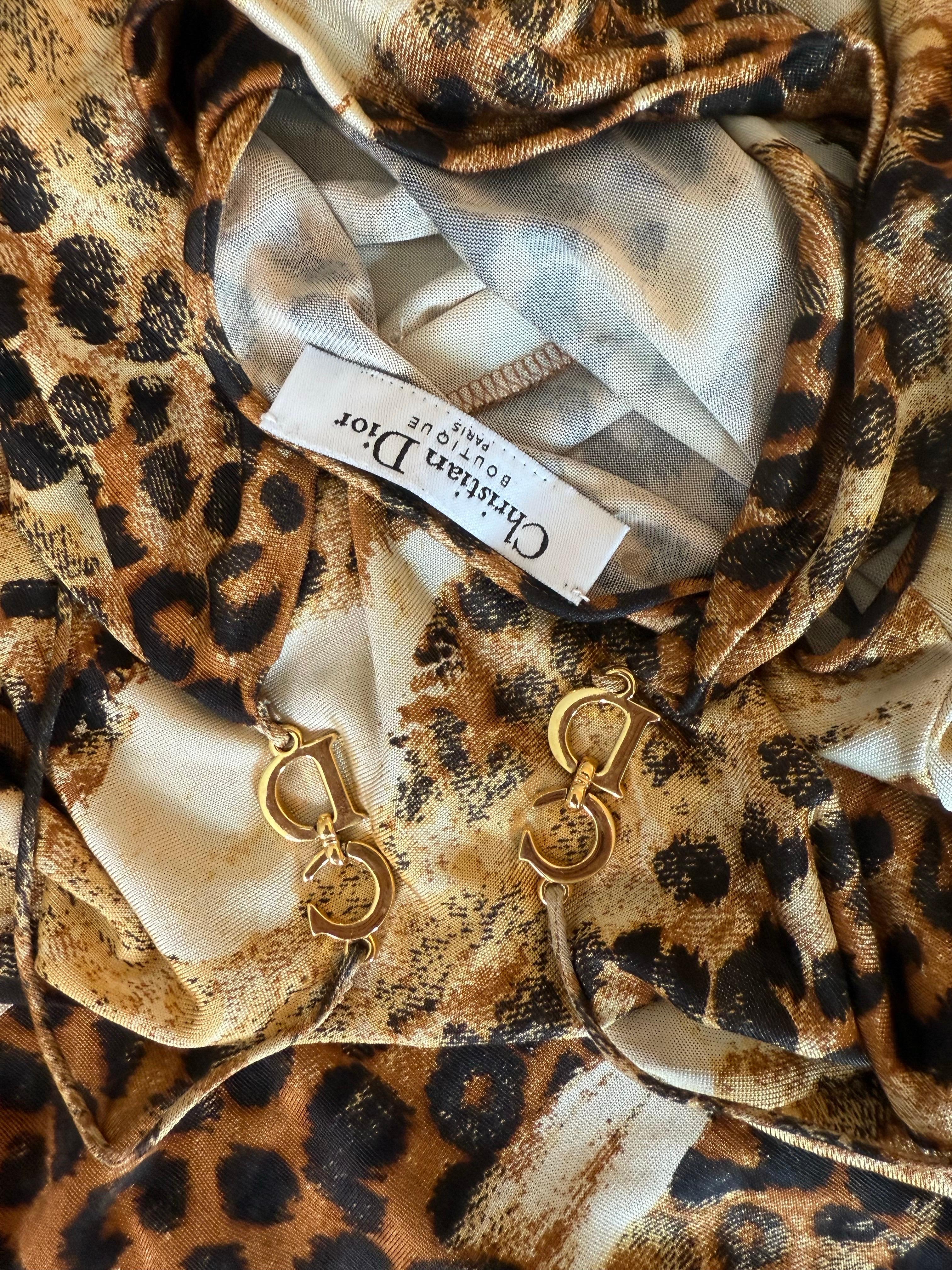 Christian Dior by John Galliano F/W 2000 Laufsteg Gold Logo Leopard Mini Dress im Angebot 16