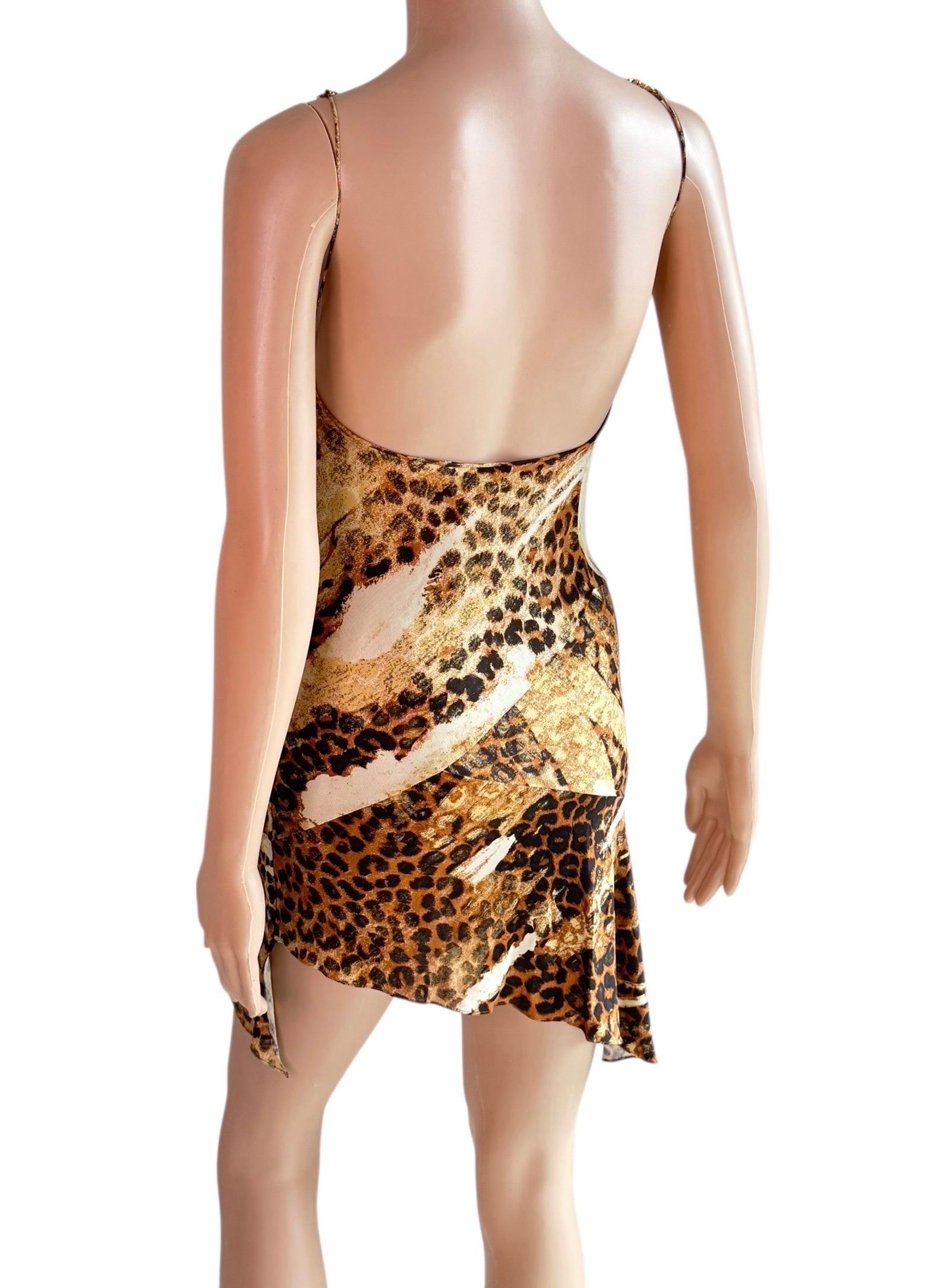 Christian Dior by John Galliano F/W 2000 Laufsteg Gold Logo Leopard Mini Dress im Angebot 1