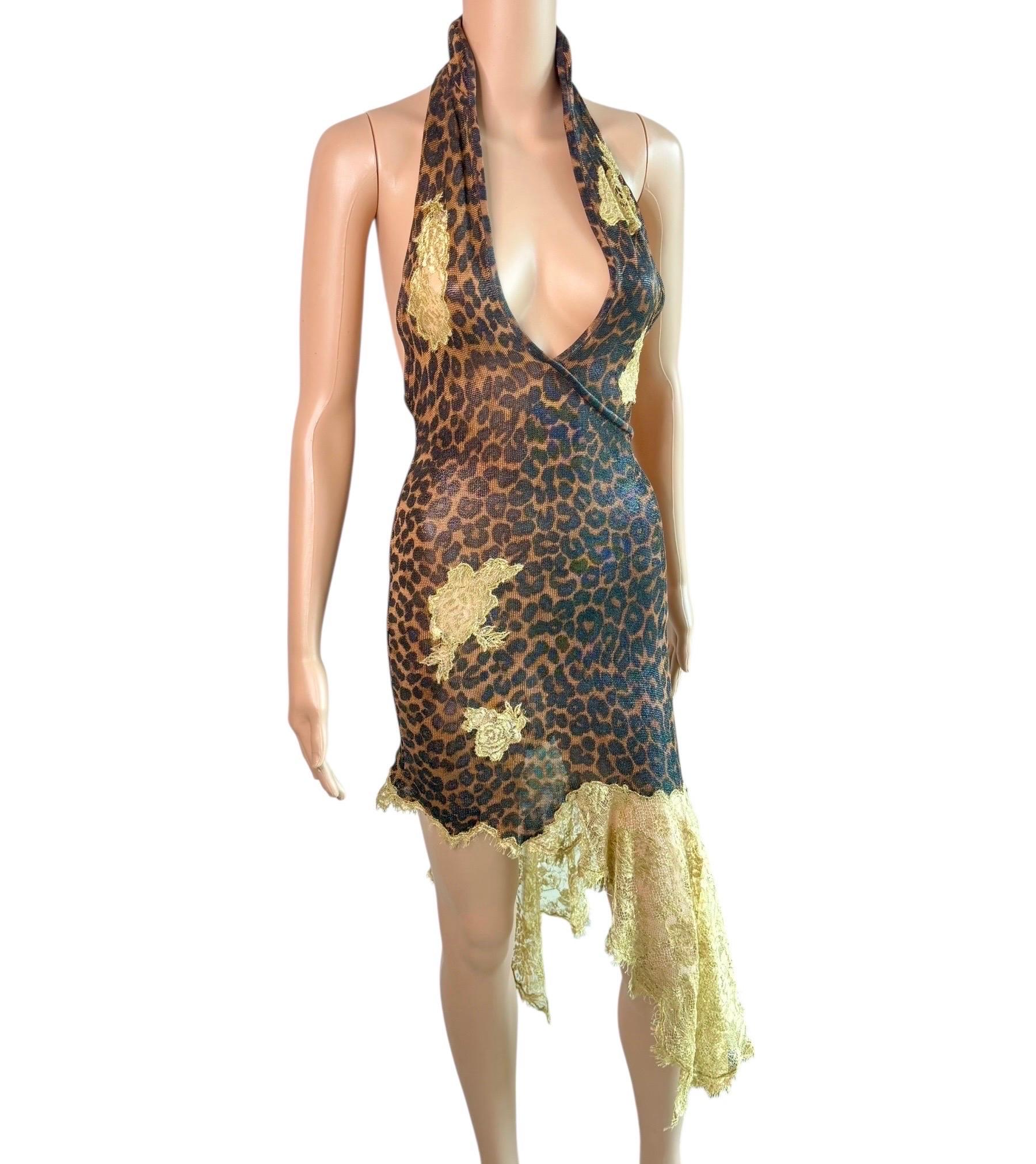 Christian Dior by John Galliano F/W 2000 Laufsteg Leopardenmuster mit Spitzeneinsatz Kleid im Angebot 5