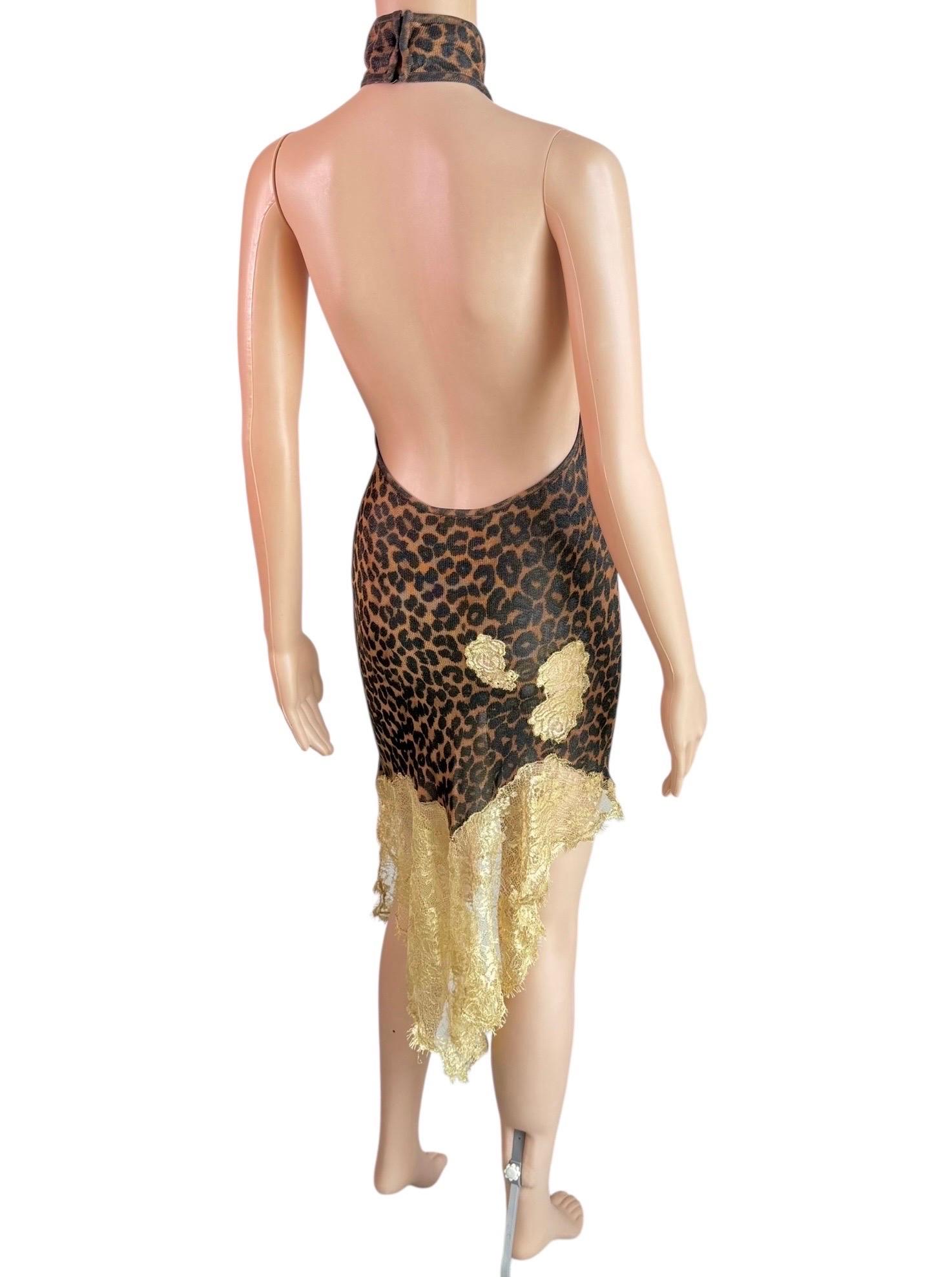 Christian Dior by John Galliano F/W 2000 Laufsteg Leopardenmuster mit Spitzeneinsatz Kleid im Angebot 6