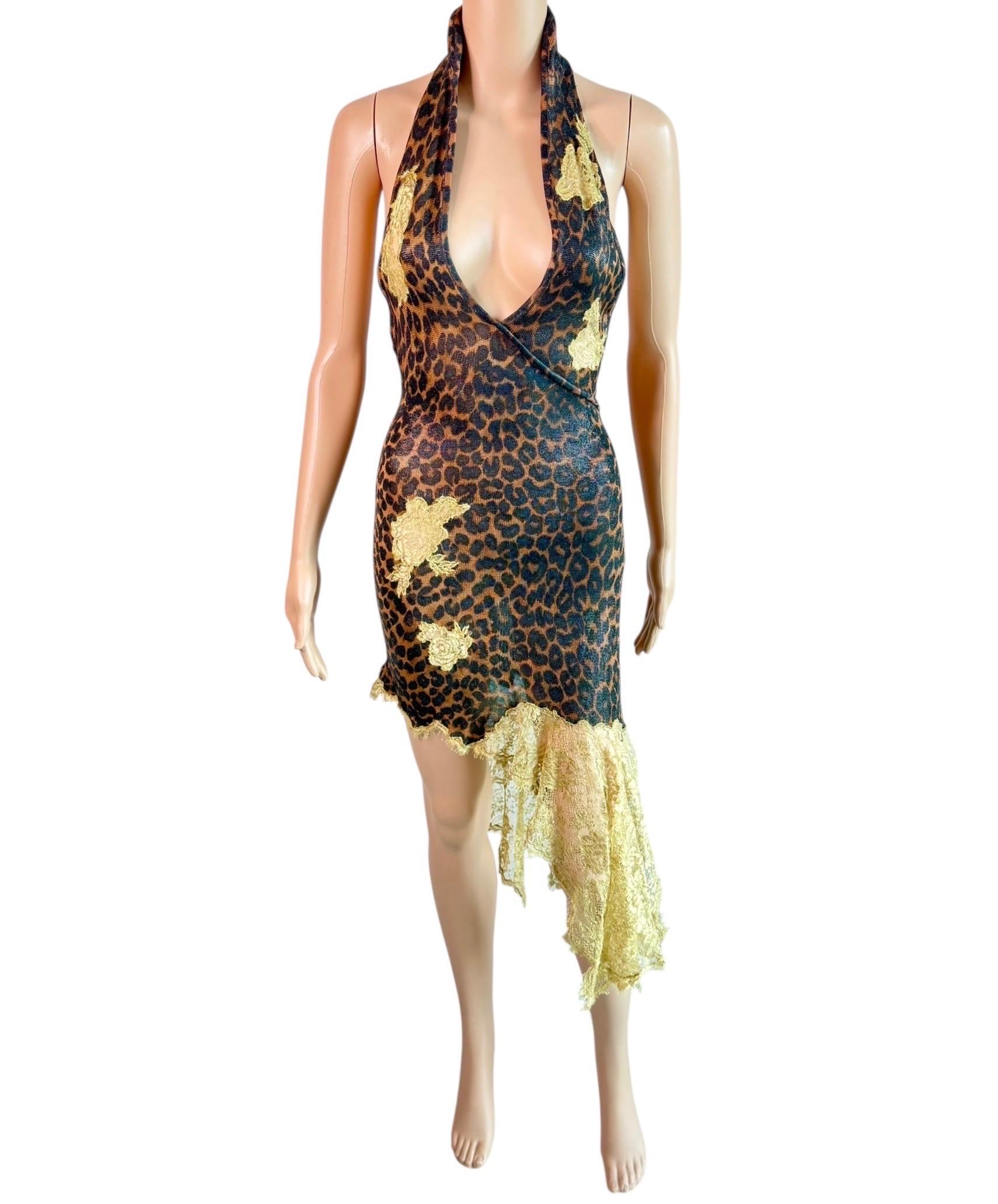Christian Dior by John Galliano F/W 2000 Laufsteg Leopardenmuster mit Spitzeneinsatz Kleid im Angebot 7