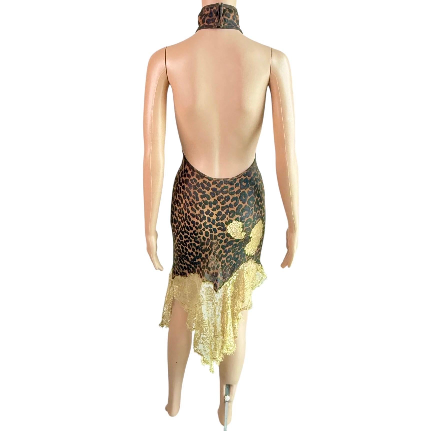 Christian Dior by John Galliano F/W 2000 Laufsteg Leopardenmuster mit Spitzeneinsatz Kleid im Angebot 8