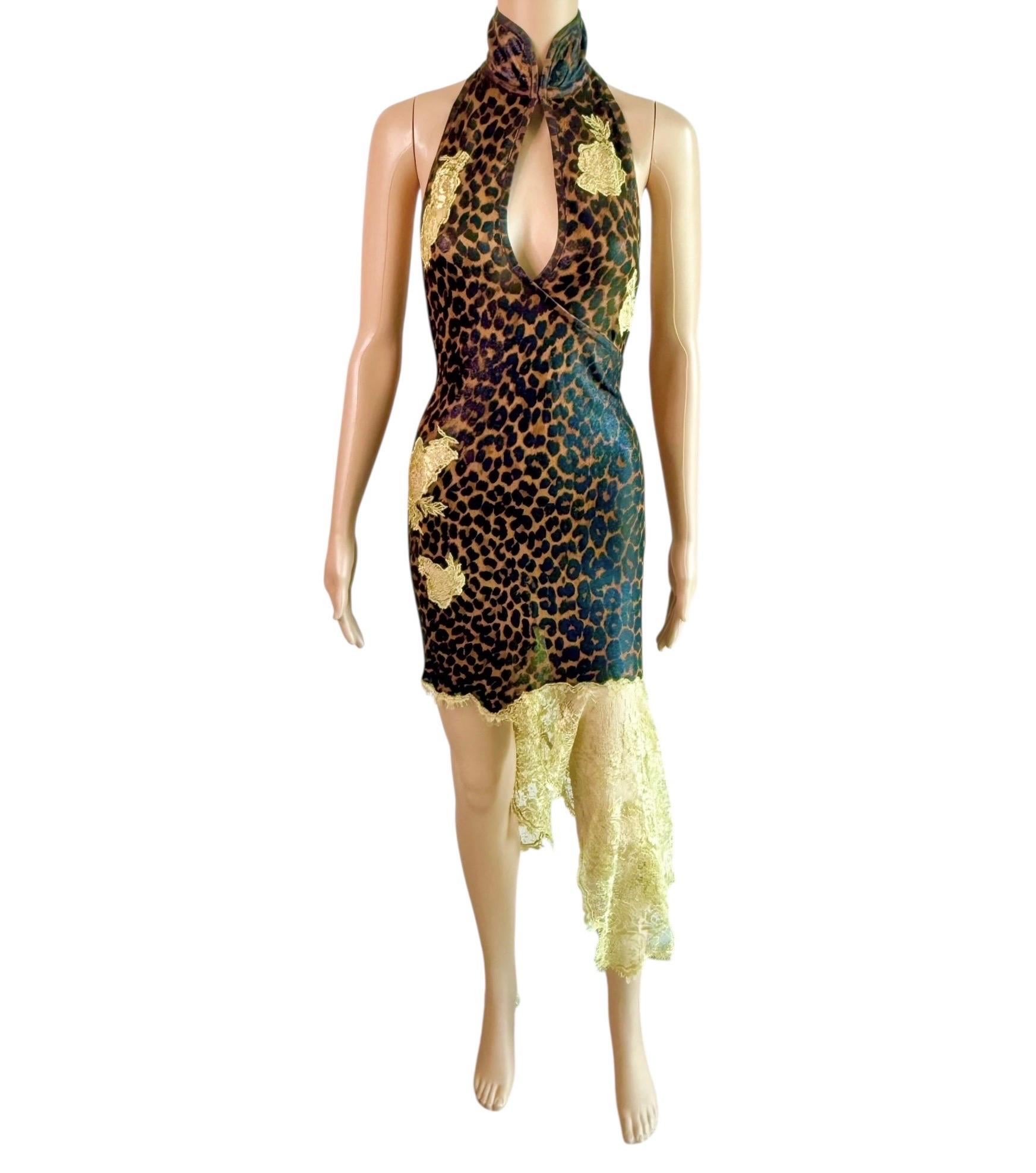 Christian Dior by John Galliano F/W 2000 Laufsteg Leopardenmuster mit Spitzeneinsatz Kleid im Angebot 9