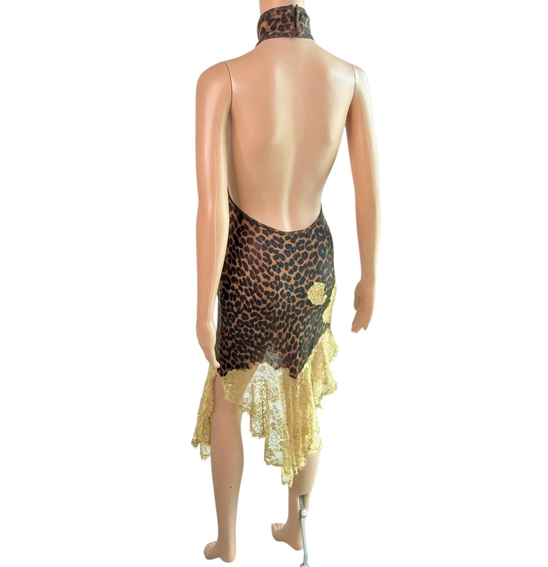 Christian Dior by John Galliano F/W 2000 Laufsteg Leopardenmuster mit Spitzeneinsatz Kleid im Angebot 10