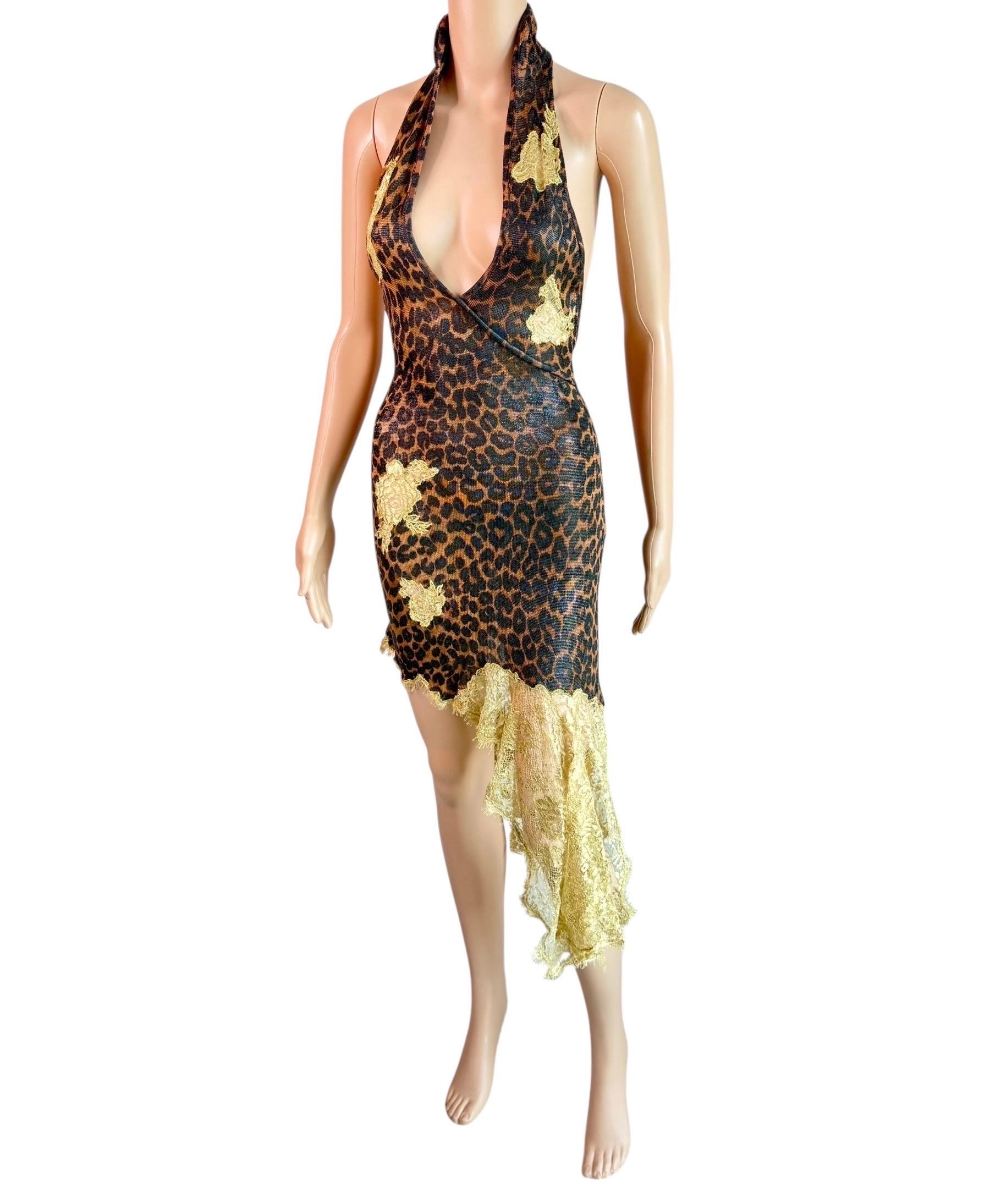 Christian Dior by John Galliano F/W 2000 Laufsteg Leopardenmuster mit Spitzeneinsatz Kleid im Angebot 12