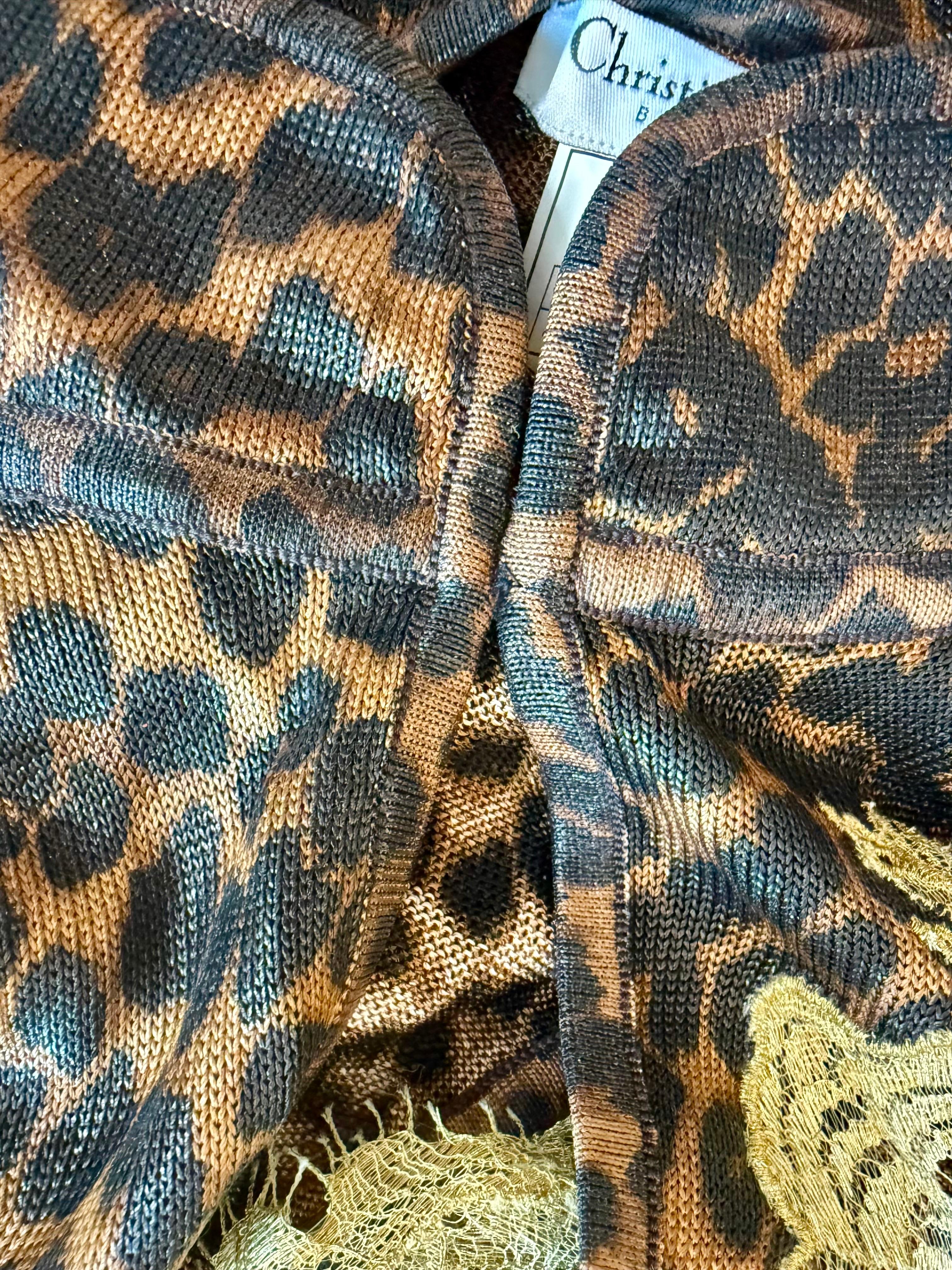 Christian Dior by John Galliano F/W 2000 Laufsteg Leopardenmuster mit Spitzeneinsatz Kleid im Angebot 12