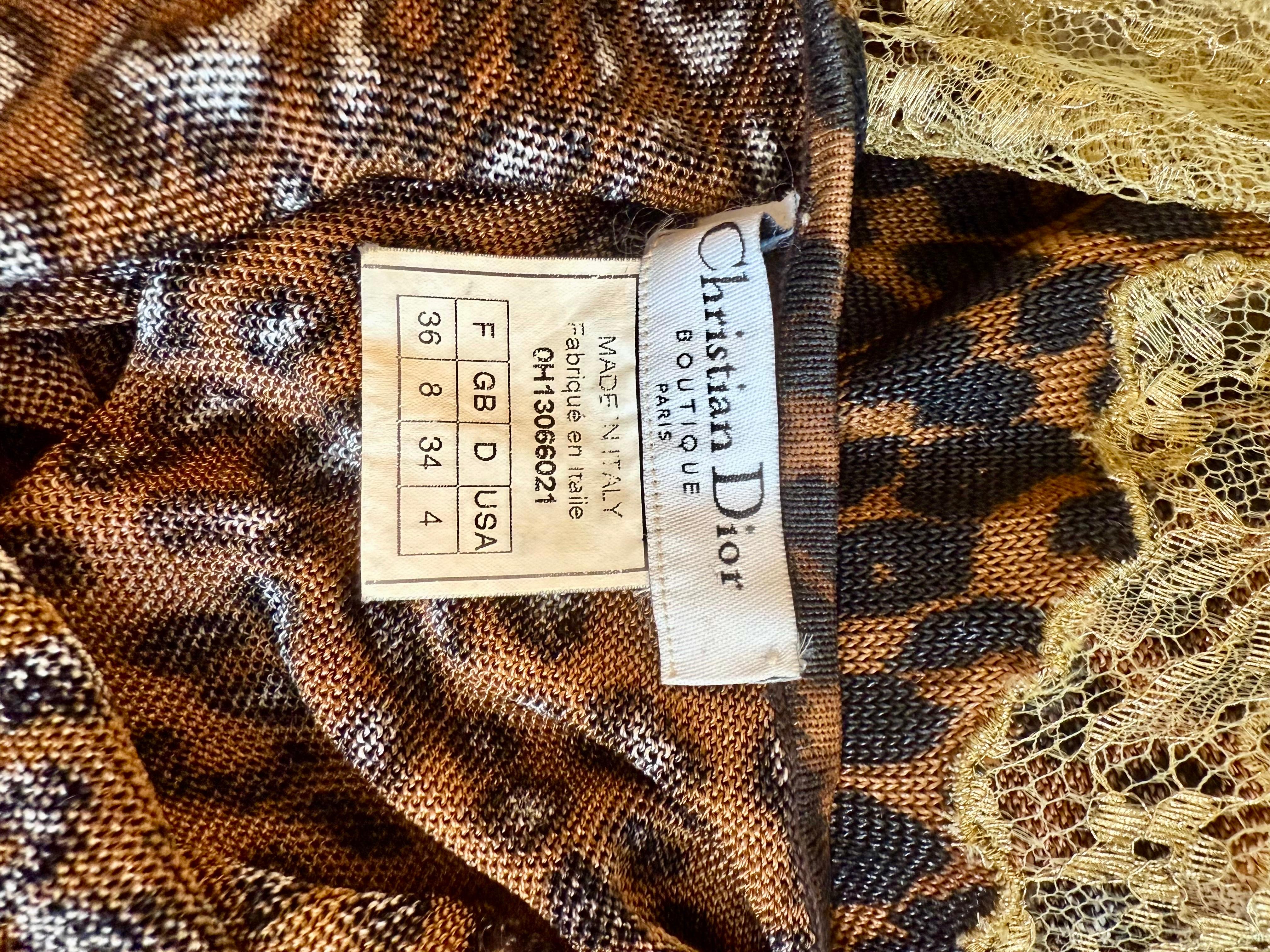 Christian Dior by John Galliano F/W 2000 Laufsteg Leopardenmuster mit Spitzeneinsatz Kleid im Angebot 13