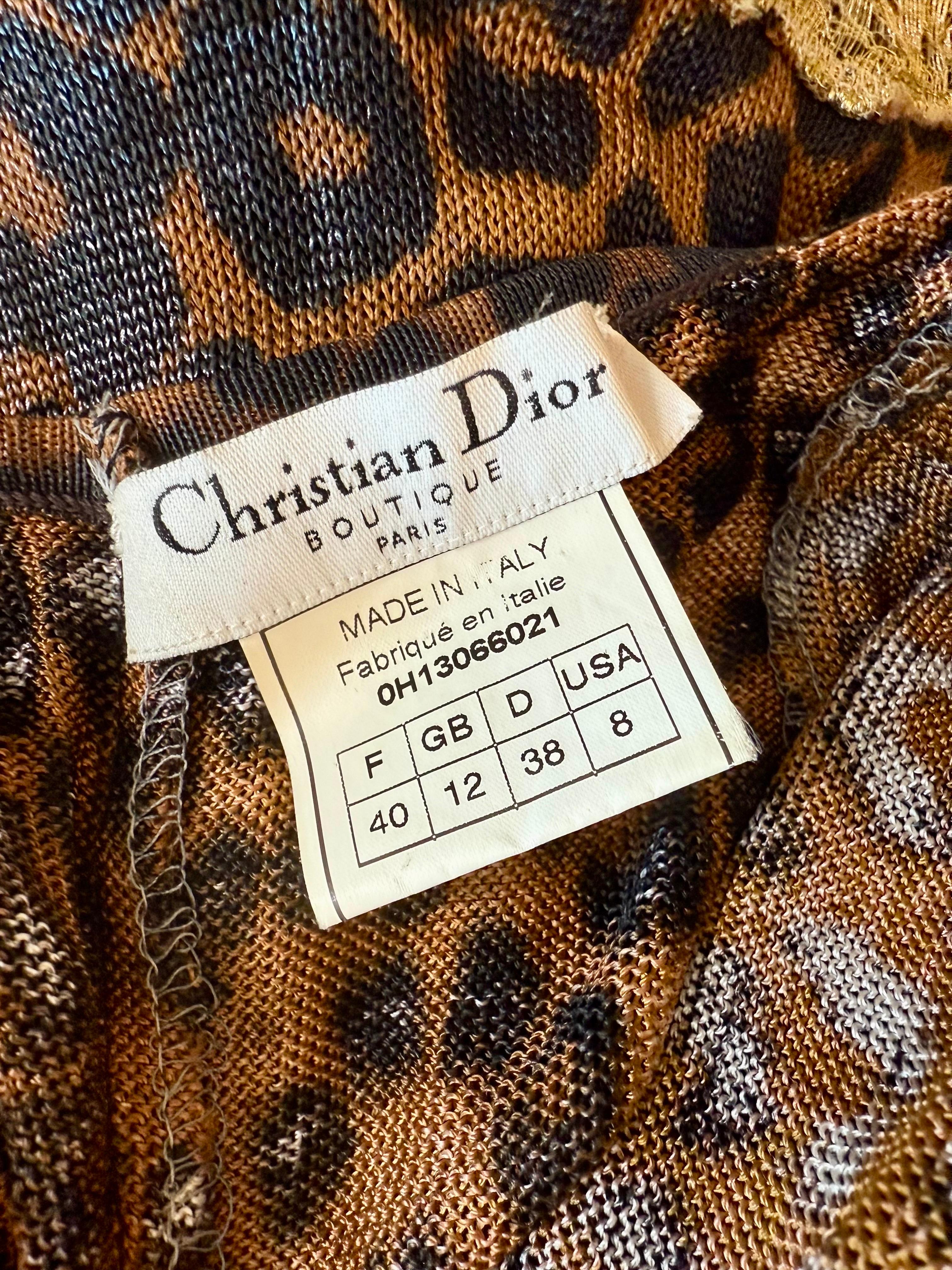 Christian Dior by John Galliano F/W 2000 Laufsteg Leopardenmuster mit Spitzeneinsatz Kleid im Angebot 13