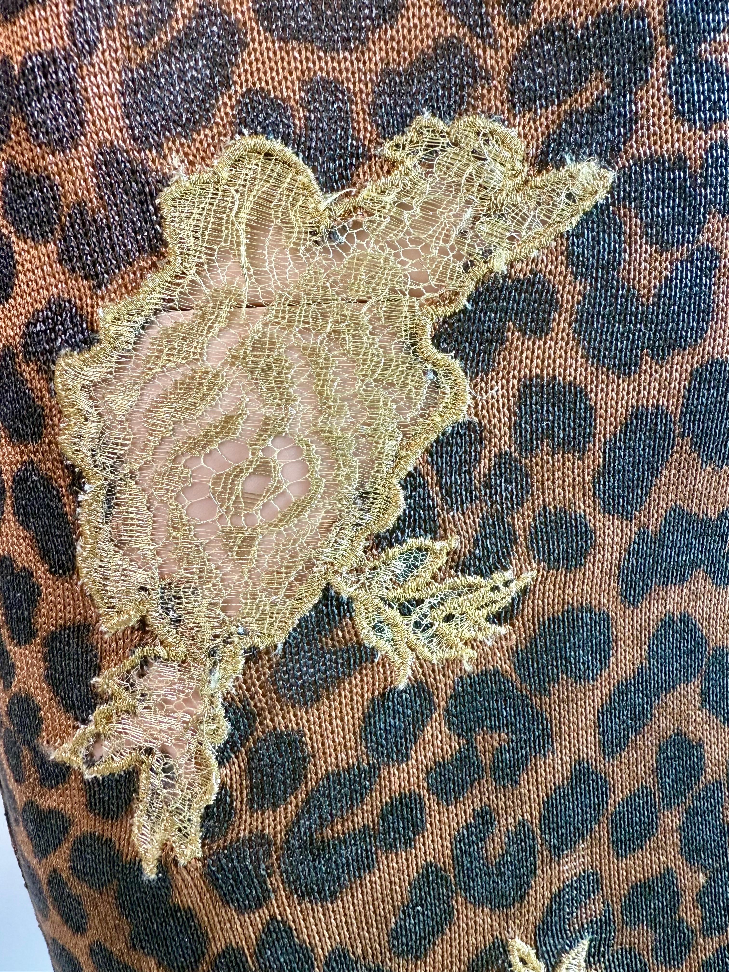Christian Dior by John Galliano F/W 2000 Laufsteg Leopardenmuster mit Spitzeneinsatz Kleid im Angebot 14