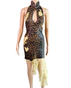 Christian Dior by John Galliano F/W 2000 Runway Leopard Sheer Lace Detail Dress