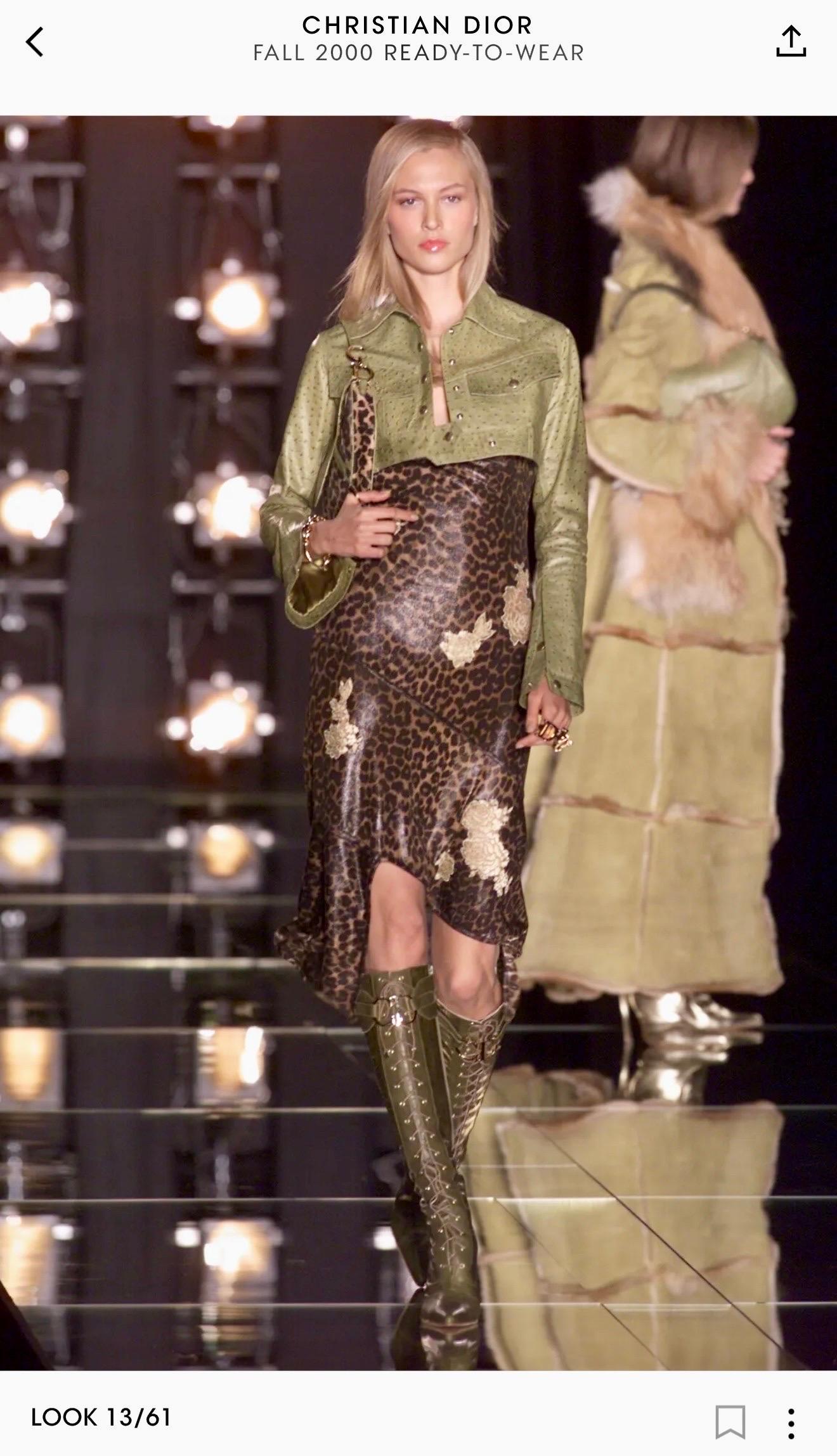 Christian Dior by John Galliano F/W 2000 Laufsteg Leopardenmuster mit Spitzeneinsatz Kleid im Angebot 15