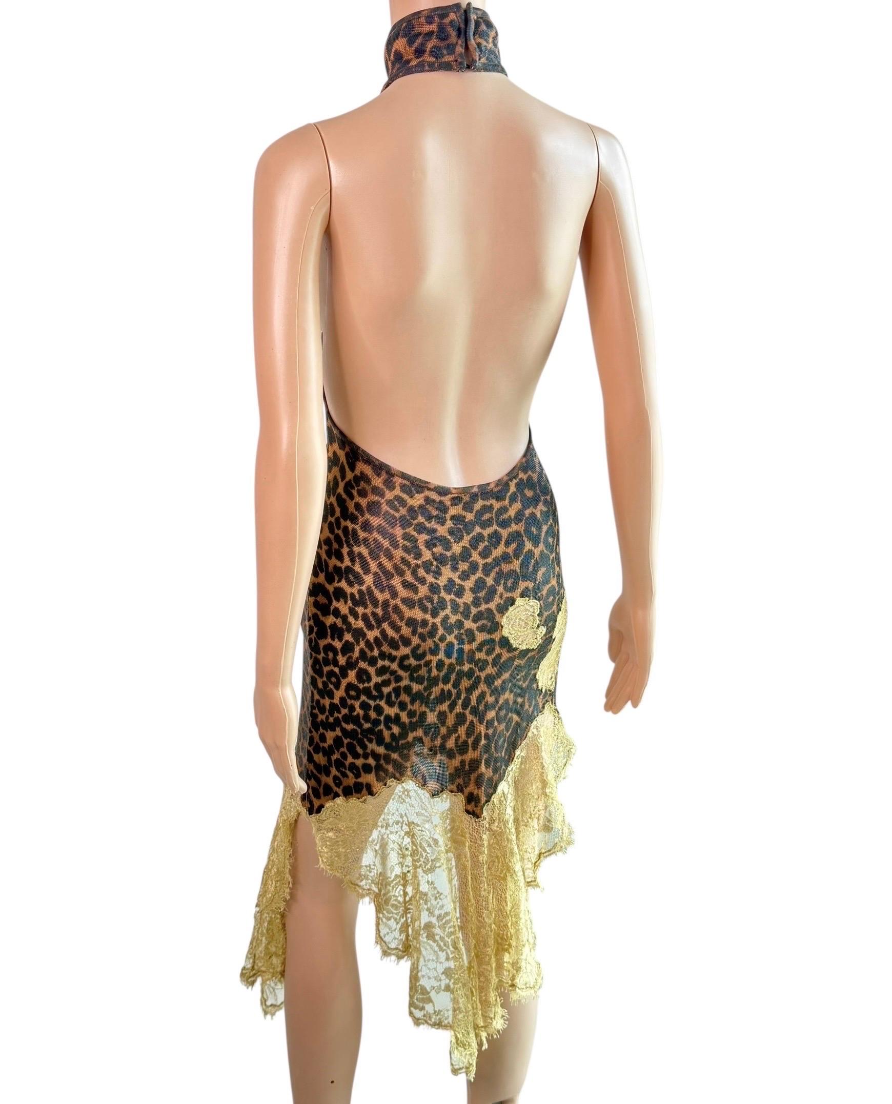 Christian Dior by John Galliano F/W 2000 Laufsteg Leopardenmuster mit Spitzeneinsatz Kleid im Angebot 2