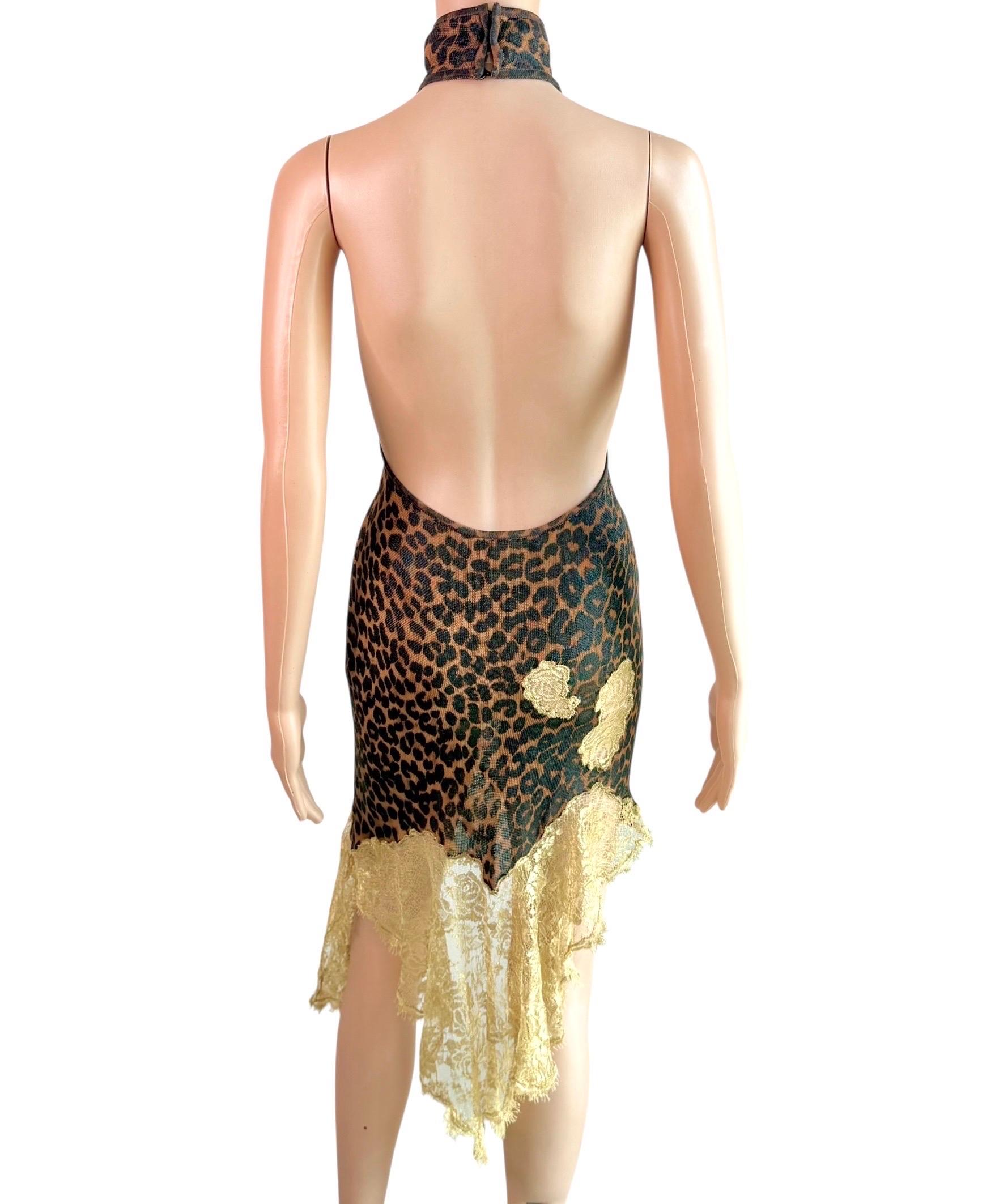 Christian Dior by John Galliano F/W 2000 Laufsteg Leopardenmuster mit Spitzeneinsatz Kleid im Angebot 4