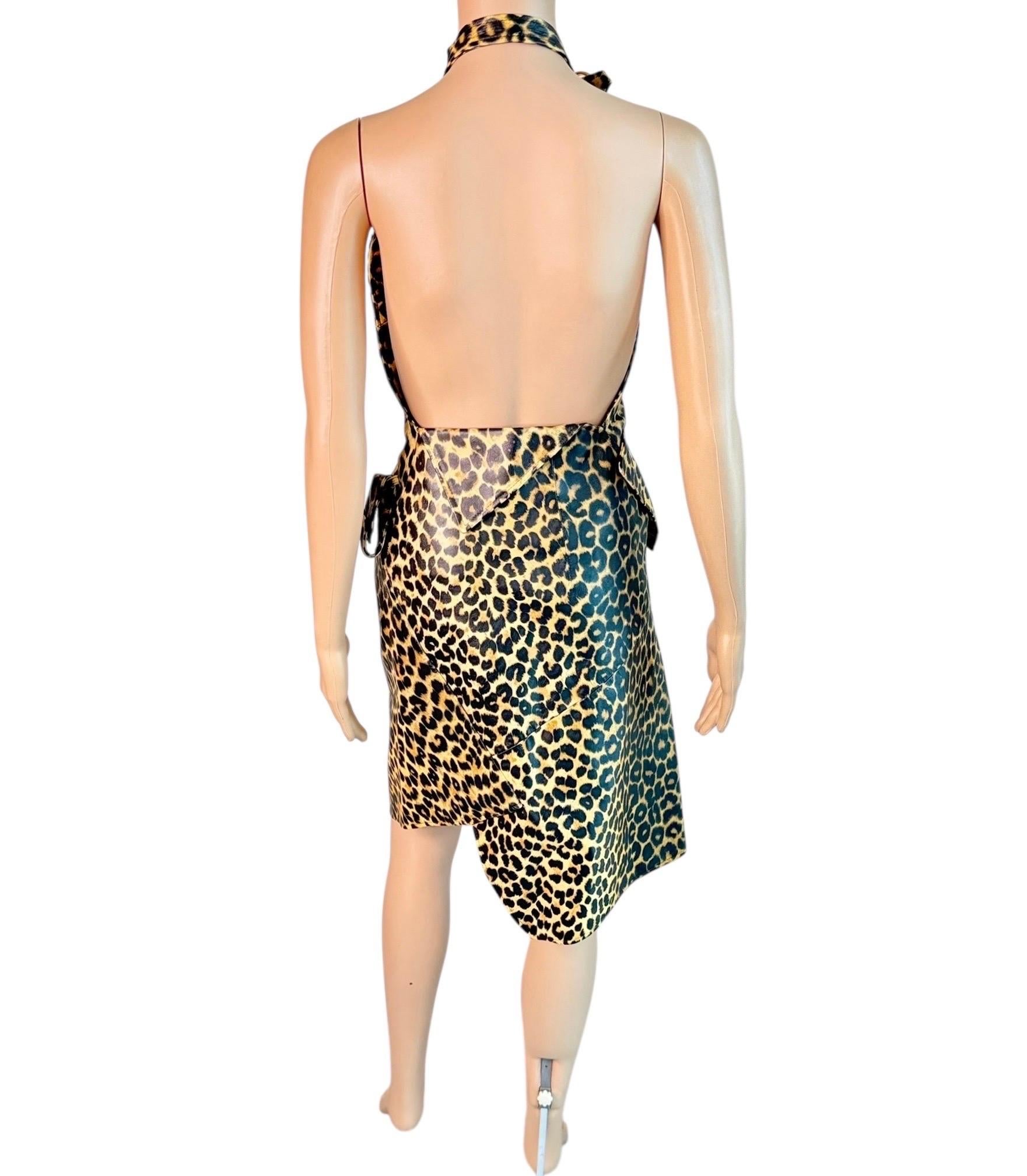 Christian Dior by John Galliano F/W 2000 Laufsteg Logo Geparden-Print Lederkleid im Angebot 5