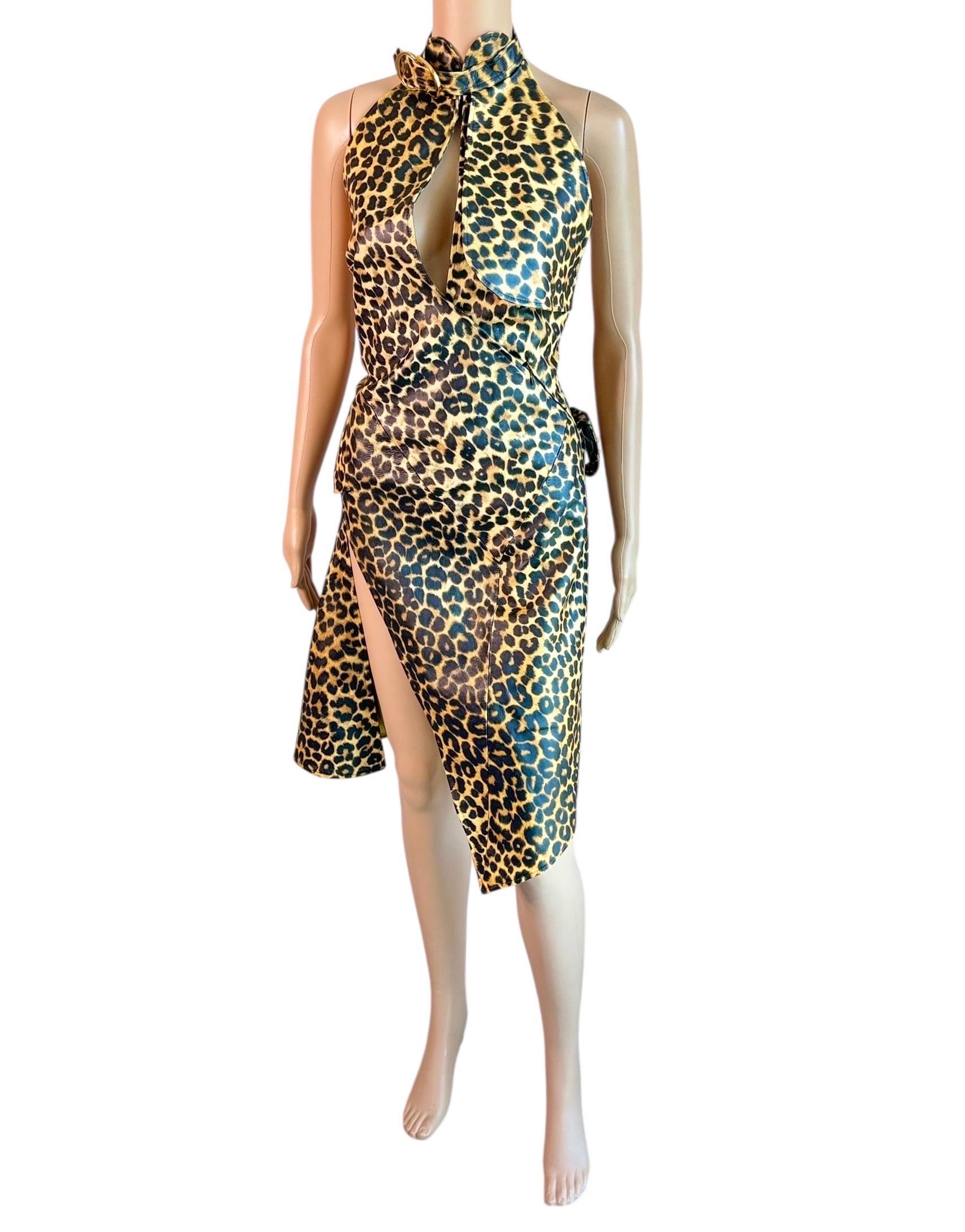 Christian Dior by John Galliano F/W 2000 Laufsteg Logo Geparden-Print Lederkleid im Angebot 7