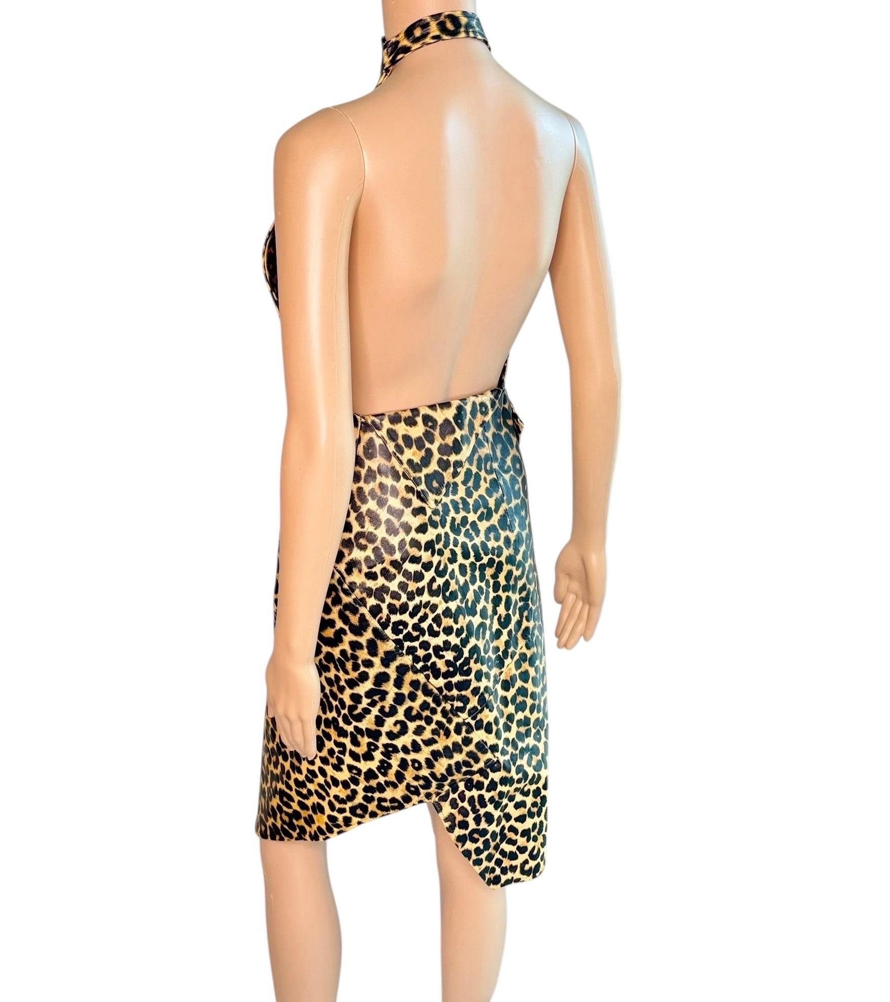 Christian Dior by John Galliano F/W 2000 Laufsteg Logo Geparden-Print Lederkleid im Angebot 8