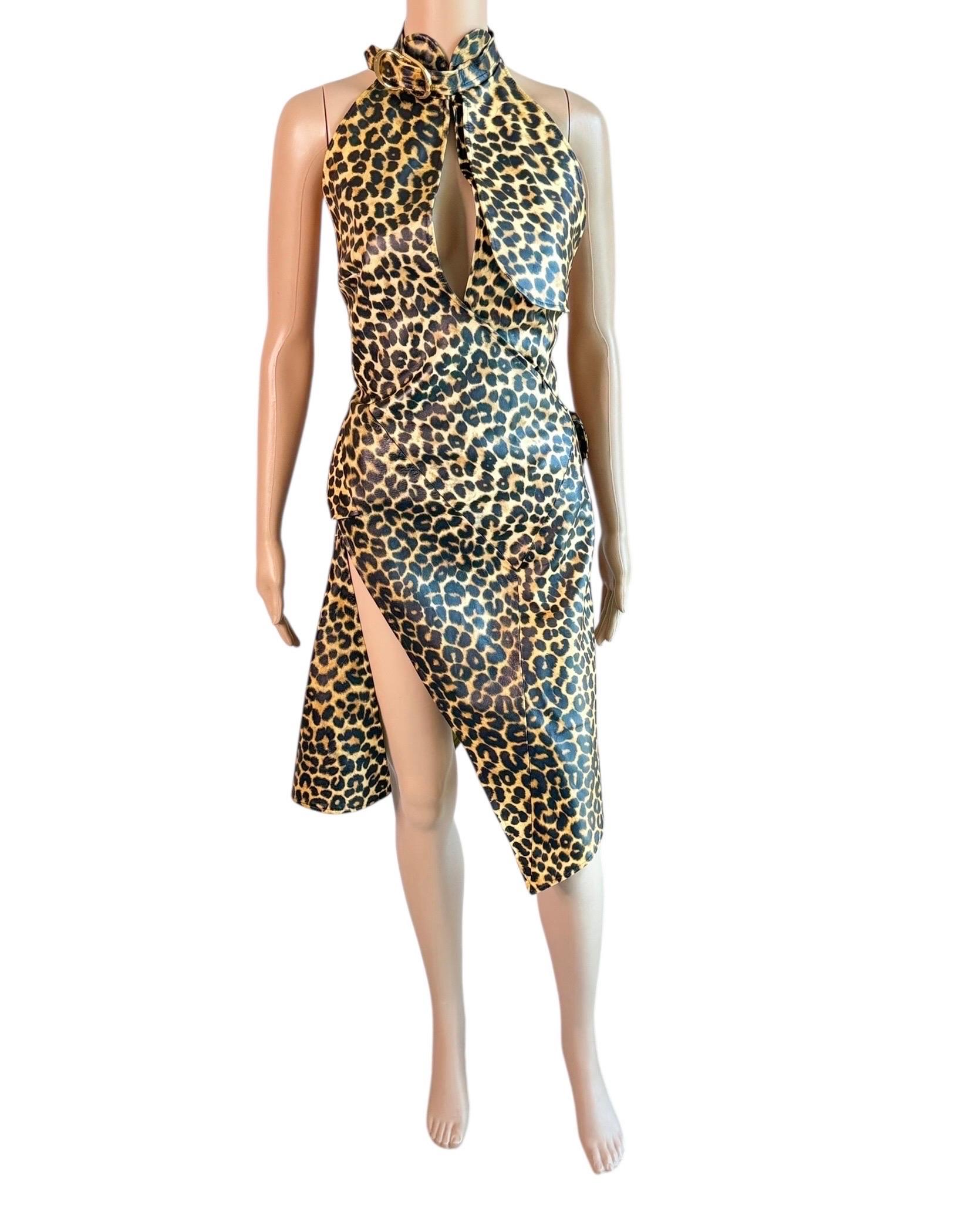 Christian Dior by John Galliano F/W 2000 Laufsteg Logo Geparden-Print Lederkleid im Angebot 9