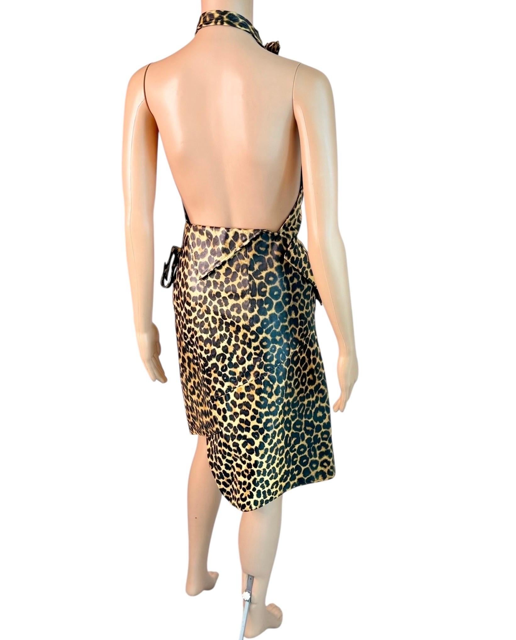 Christian Dior by John Galliano F/W 2000 Laufsteg Logo Geparden-Print Lederkleid im Angebot 10