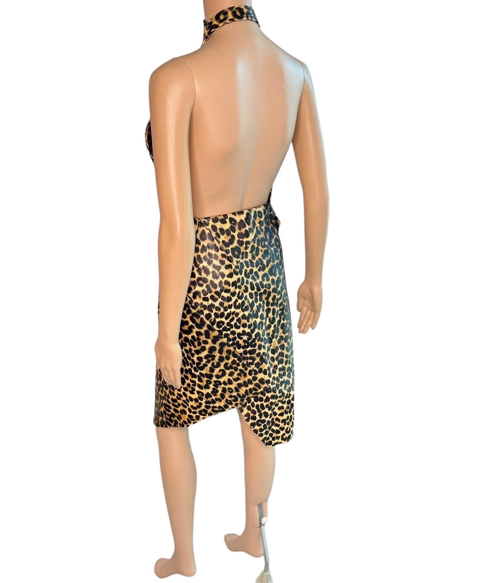 Christian Dior by John Galliano F/W 2000 Laufsteg Logo Geparden-Print Lederkleid im Angebot 12