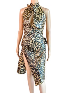Christian Dior by John Galliano for Christian Dior for John Galliano for Christian Dior for John Galliano for Christian Dior F/W 2000 Runway Logo Cheetah Print Leather Dress