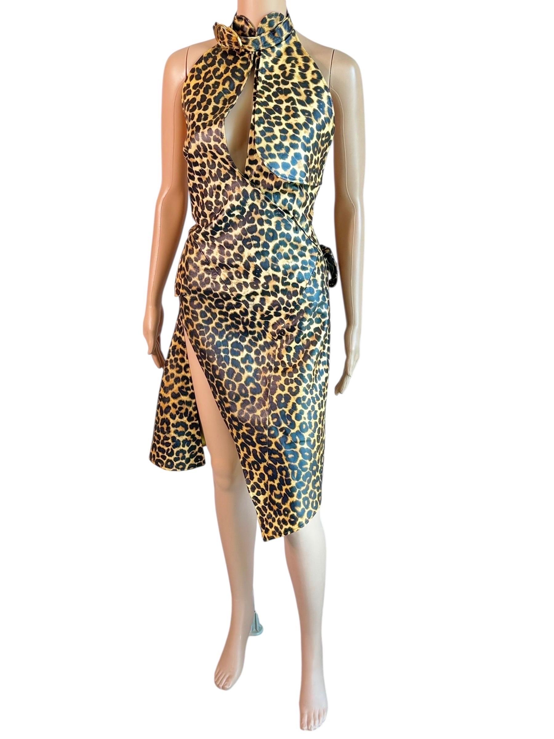 Christian Dior by John Galliano F/W 2000 Laufsteg Logo Geparden-Print Lederkleid im Angebot 4