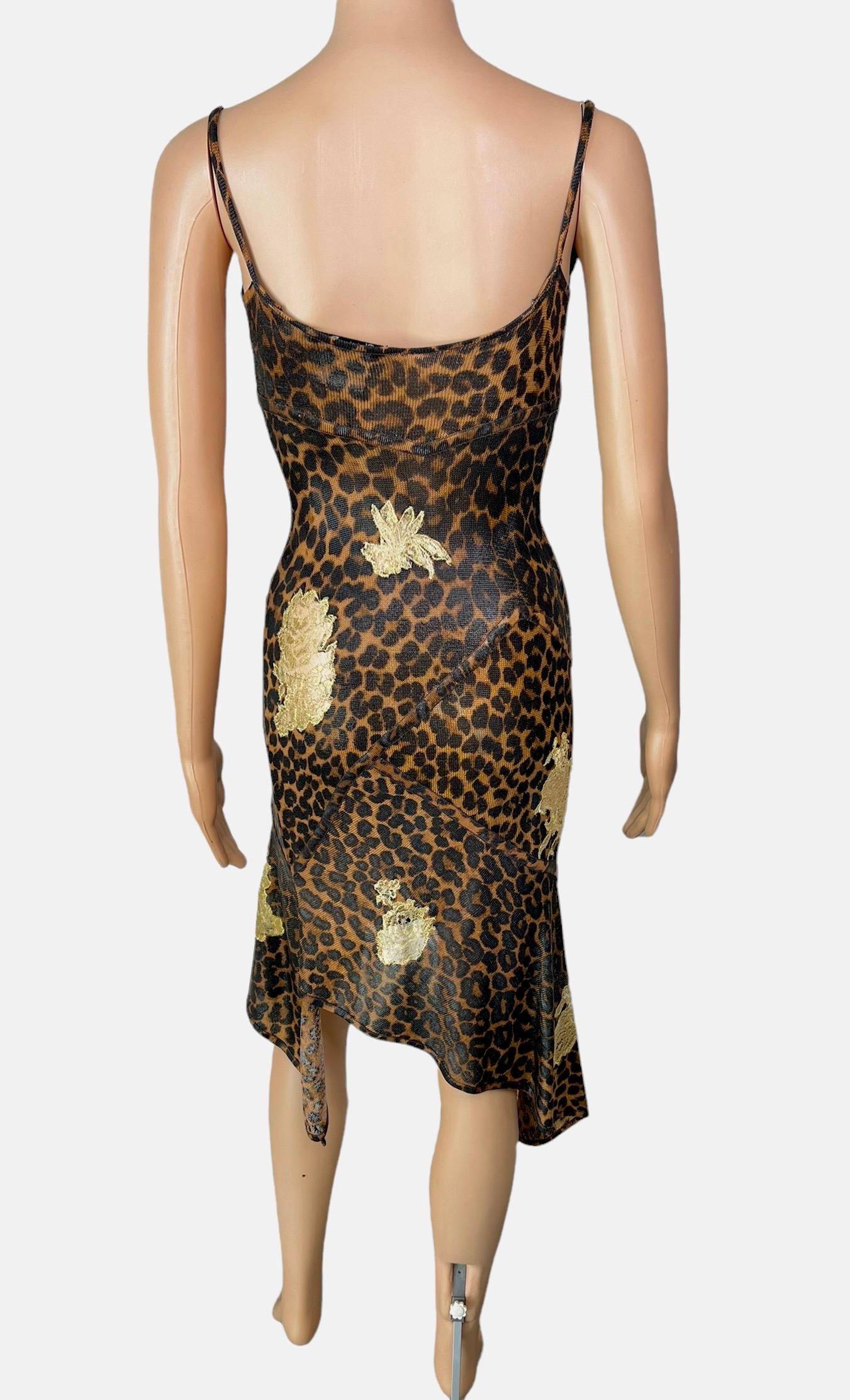 Christian Dior by John Galliano F/W 2000 Runway Logo Leopard Sheer Lace Dress In Good Condition In Naples, FL