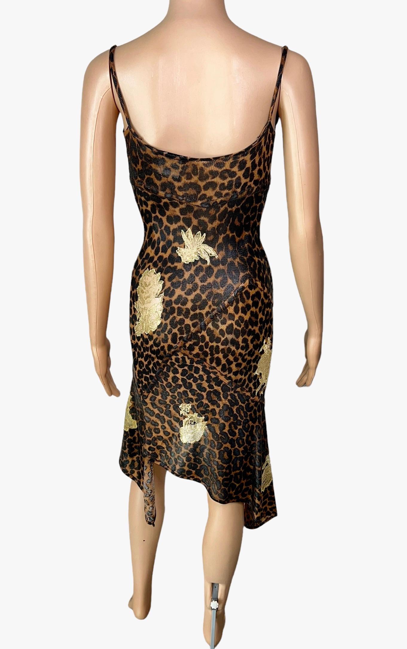 Women's Christian Dior by John Galliano F/W 2000 Runway Logo Leopard Sheer Lace Dress