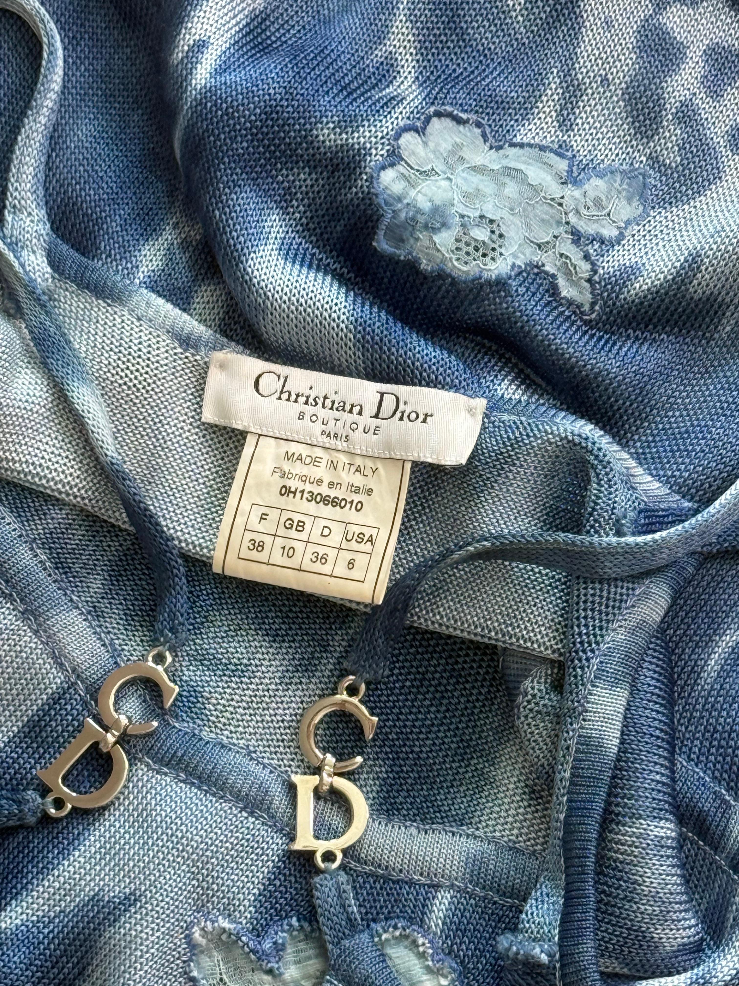 Christian Galliano for Christian Dior A/I 2000 - Vestito in maglia di pizzo trasparente con logo della passerella in vendita 15