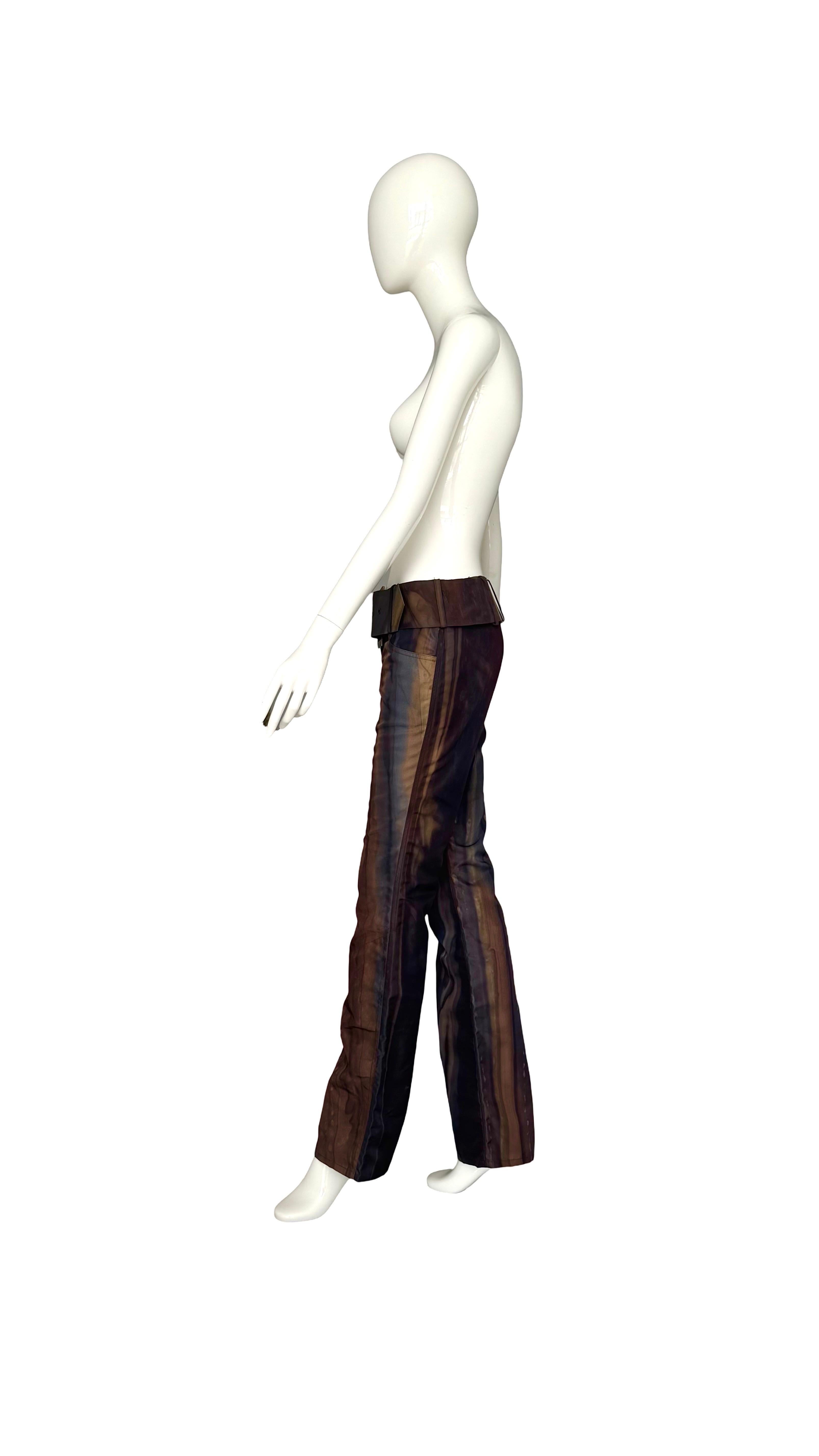 Christian Galliano for Christian Dior A/I 2001 Pantaloni a vita bassa in nylon e cintura abbinata In condizioni ottime in vendita a Antwerpen, Vlaams Gewest