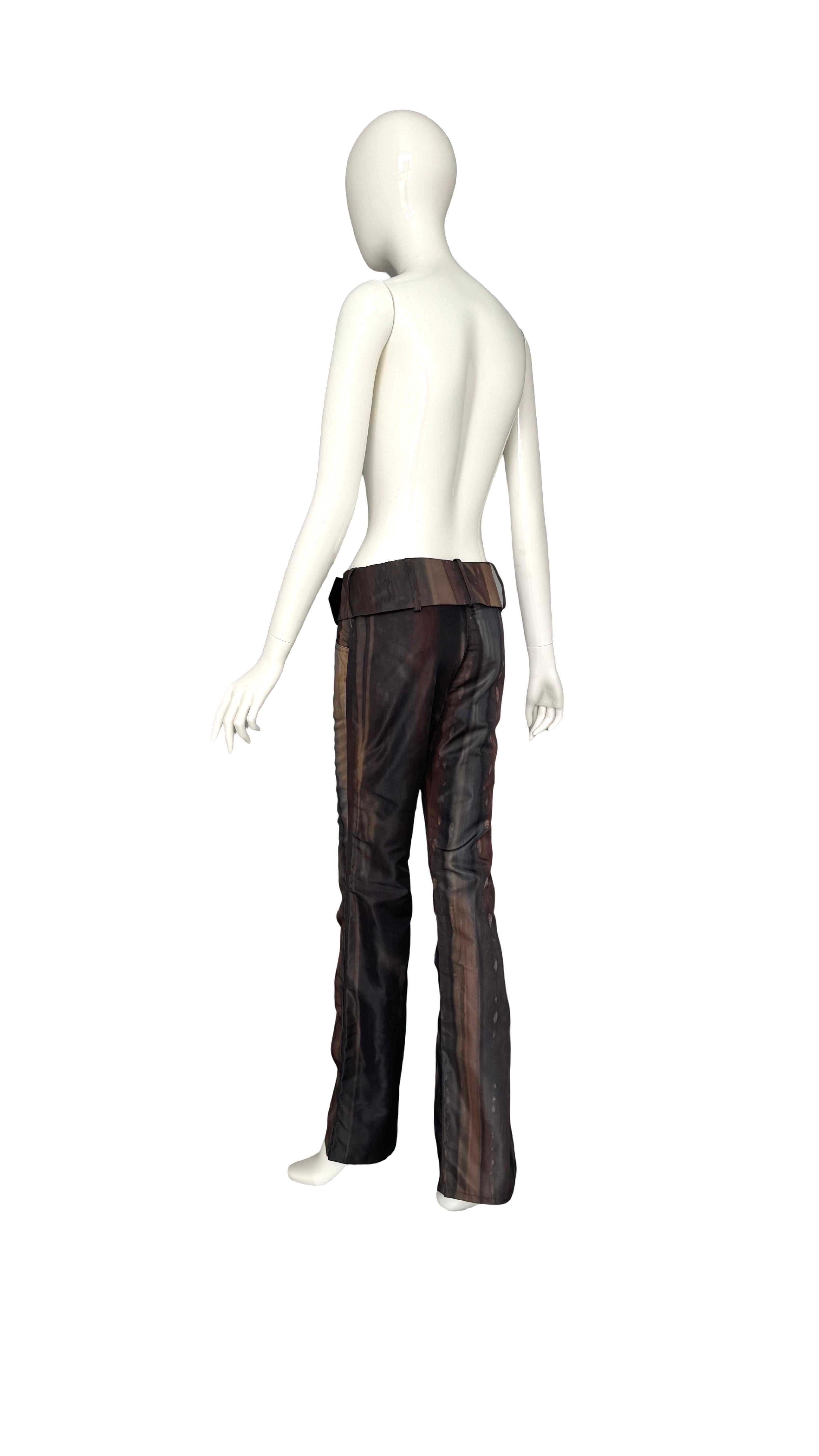 Donna Christian Galliano for Christian Dior A/I 2001 Pantaloni a vita bassa in nylon e cintura abbinata in vendita