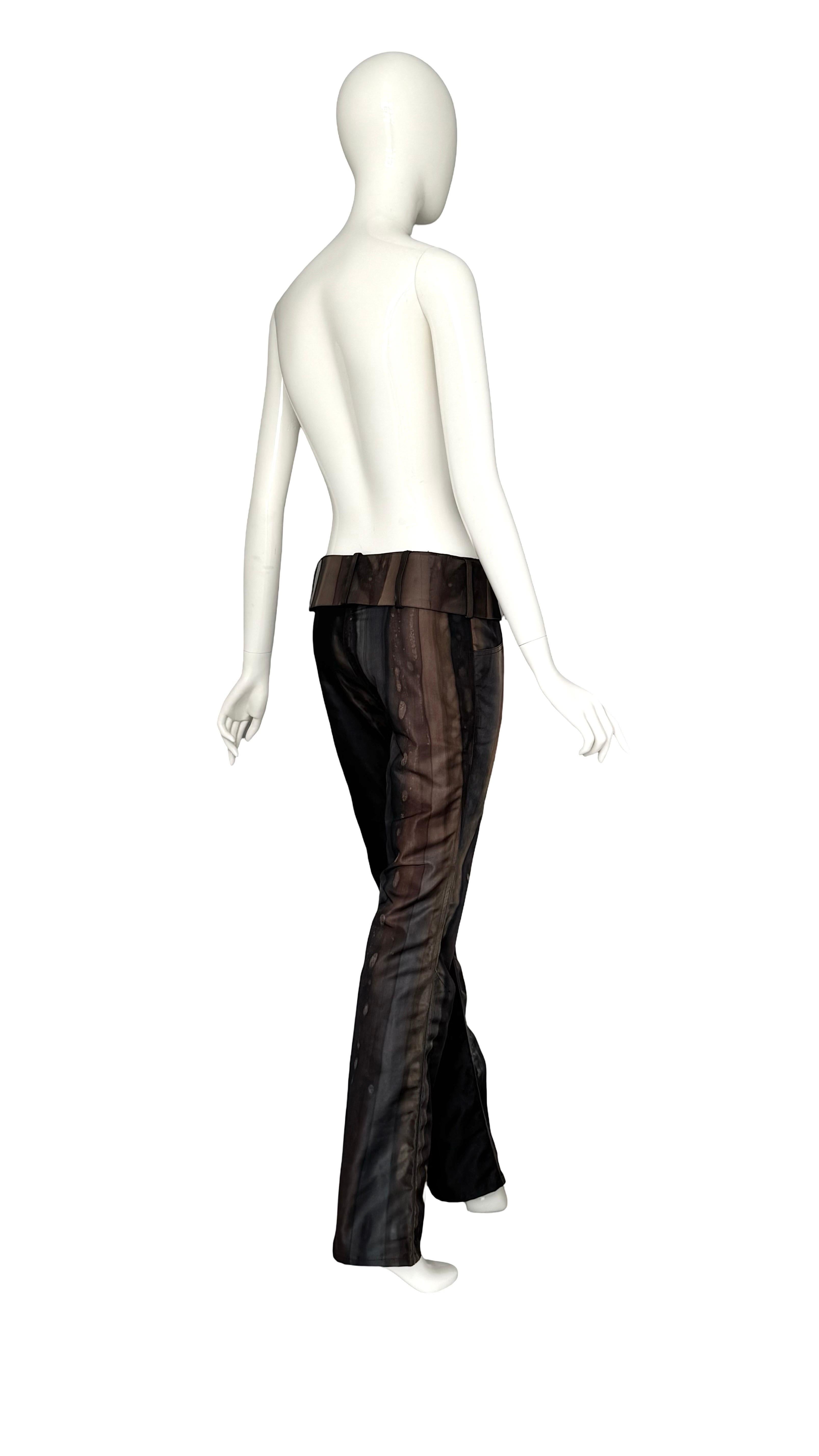 Christian Galliano for Christian Dior A/I 2001 Pantaloni a vita bassa in nylon e cintura abbinata in vendita 2