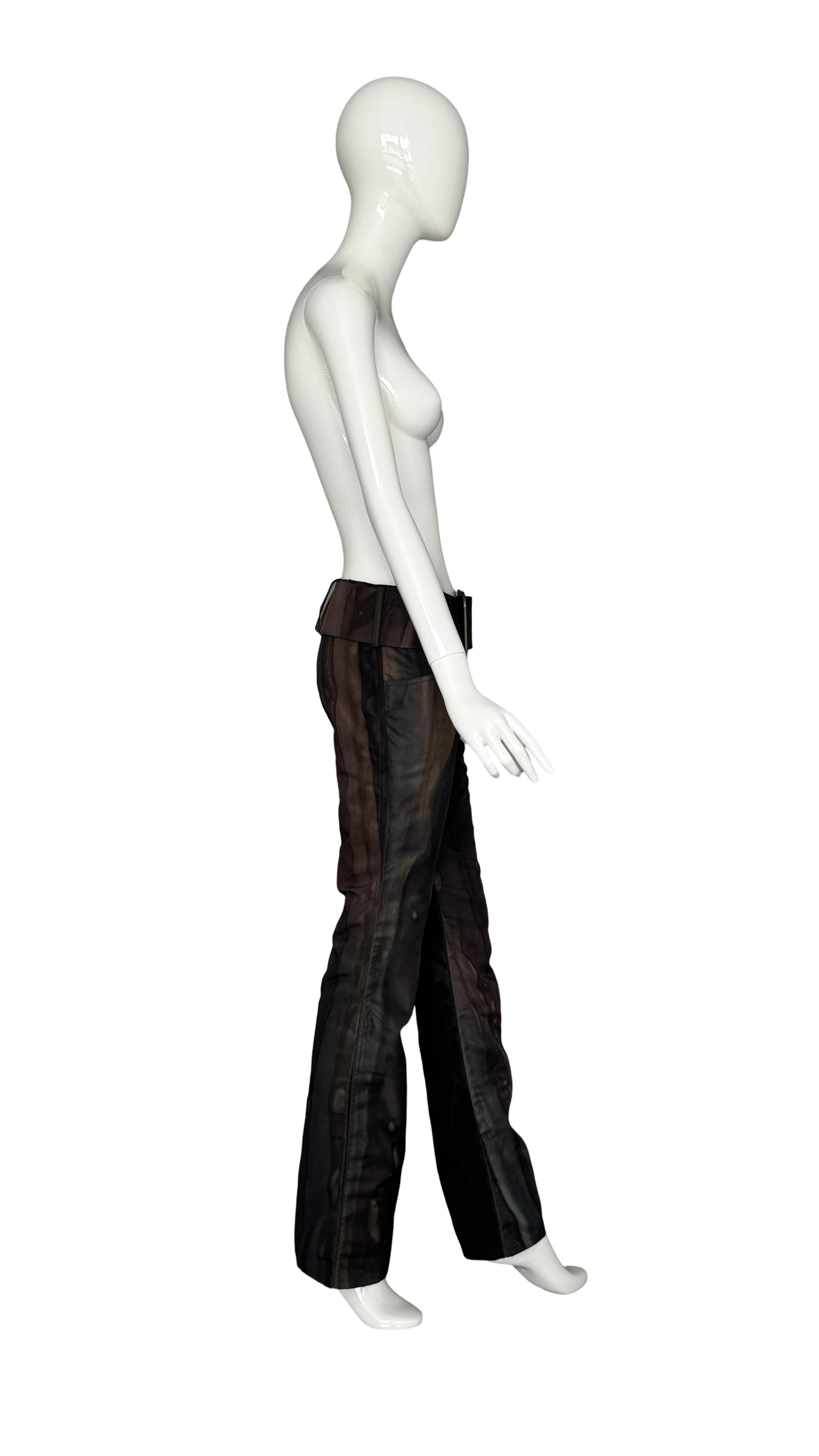 Christian Galliano for Christian Dior A/I 2001 Pantaloni a vita bassa in nylon e cintura abbinata in vendita 3