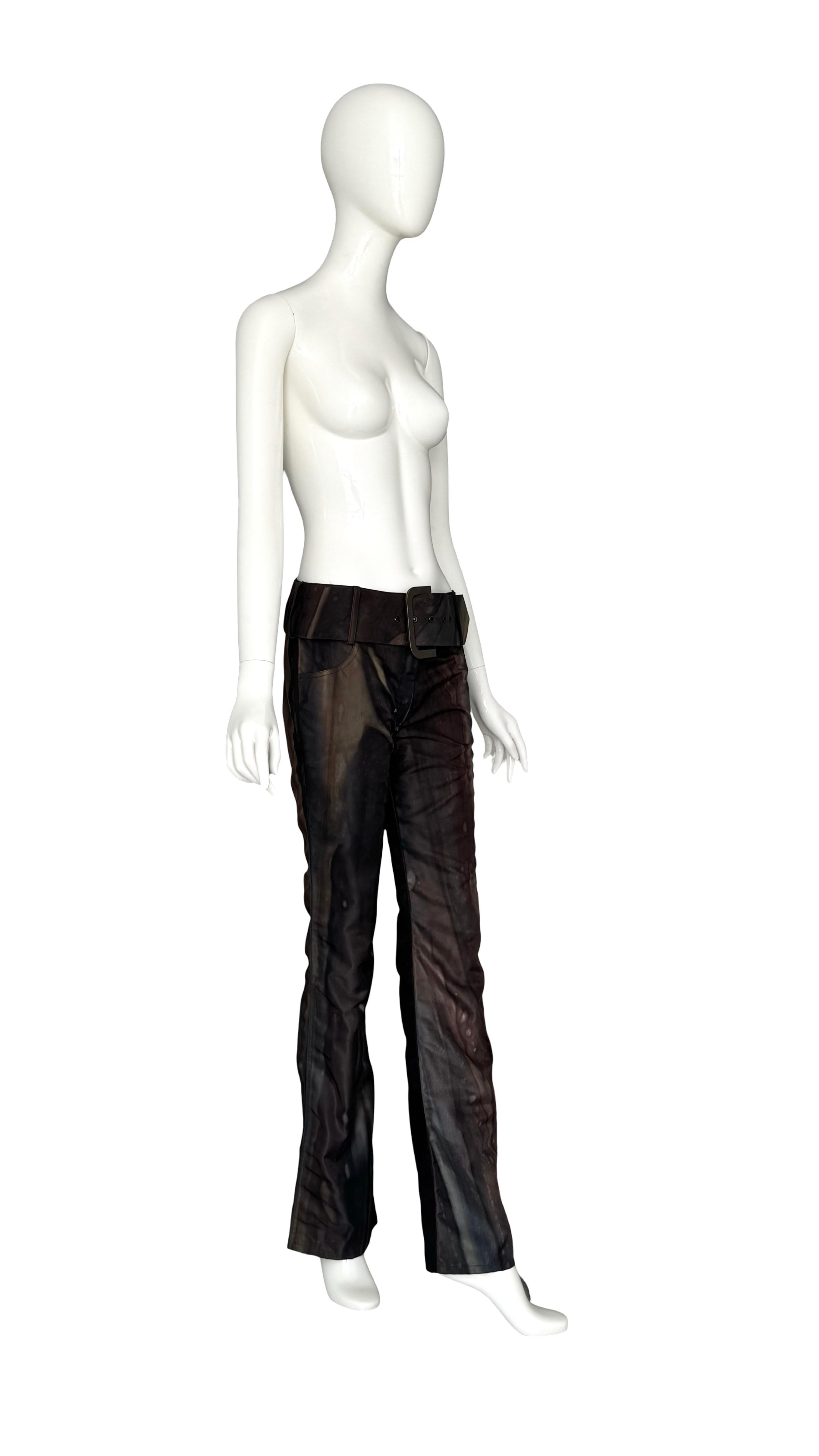 Christian Galliano for Christian Dior A/I 2001 Pantaloni a vita bassa in nylon e cintura abbinata in vendita 4