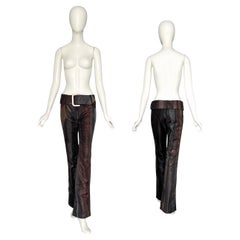 Christian Galliano for Christian Dior A/I 2001 Pantaloni a vita bassa in nylon e cintura abbinata