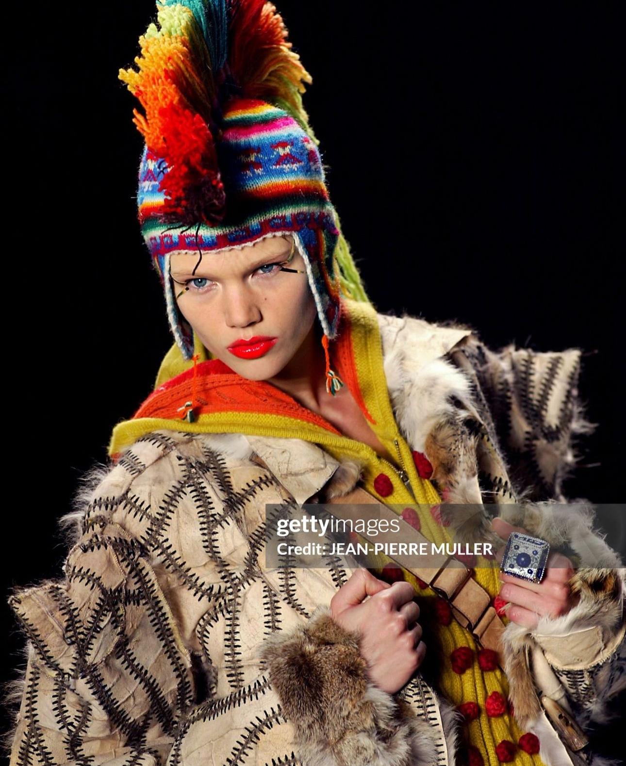 Christian Dior by John Galliano F/W 2002 multicolor alpaca knitted hooded cardig For Sale 6