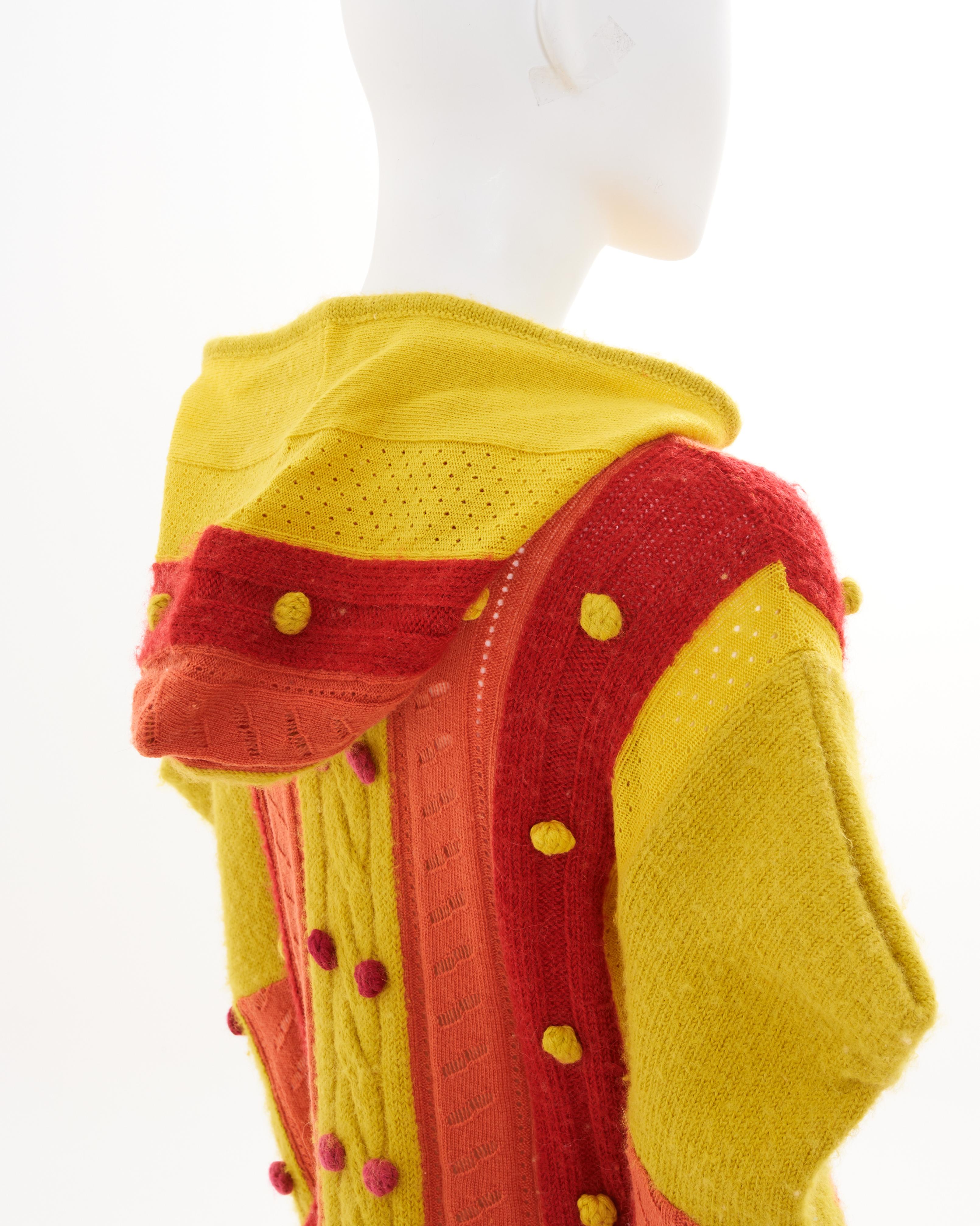 Christian Dior by John Galliano F/W 2002 multicolor alpaca knitted hooded cardig For Sale 7