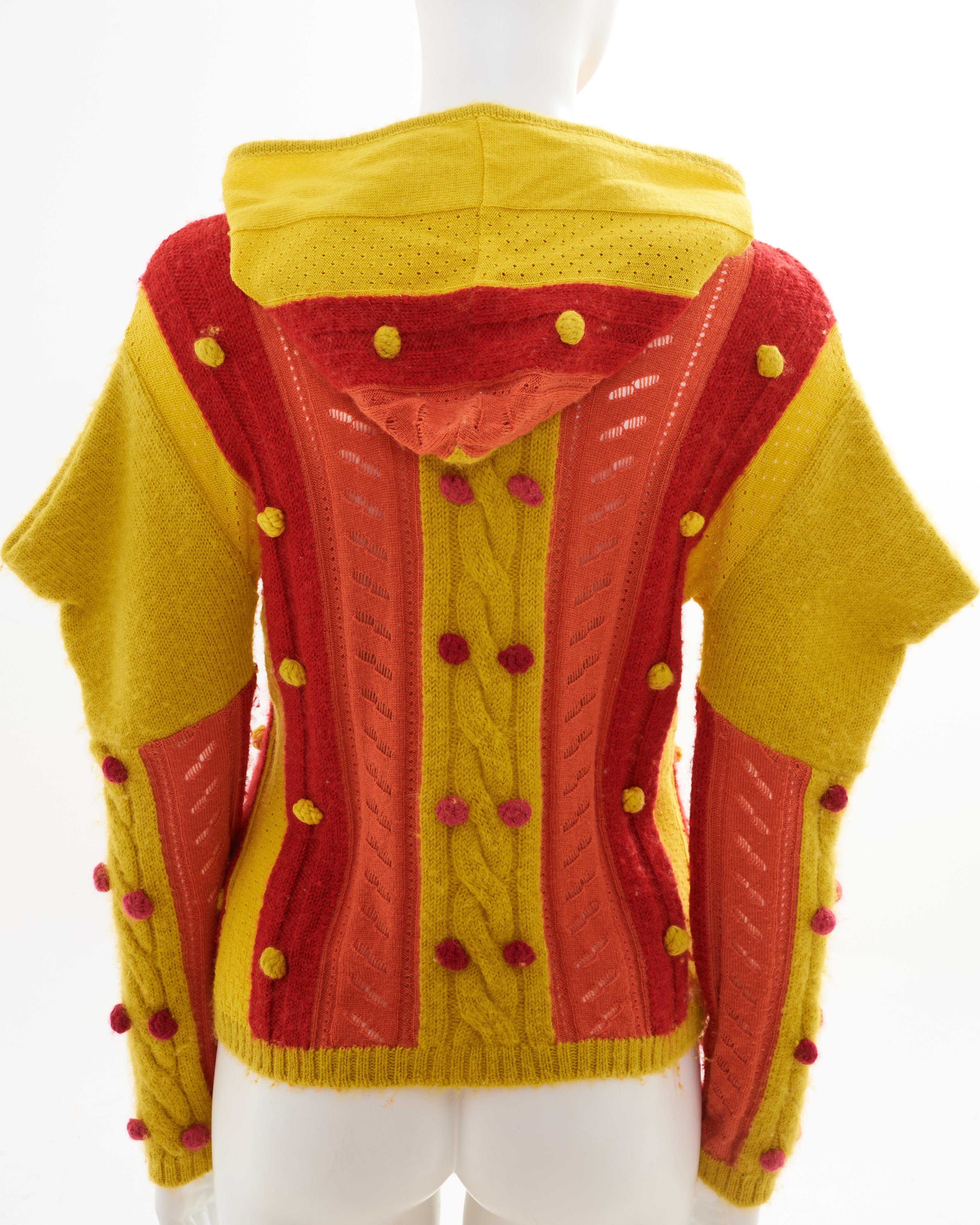 Christian Dior by John Galliano F/W 2002 multicolor alpaca knitted hooded cardig For Sale 8