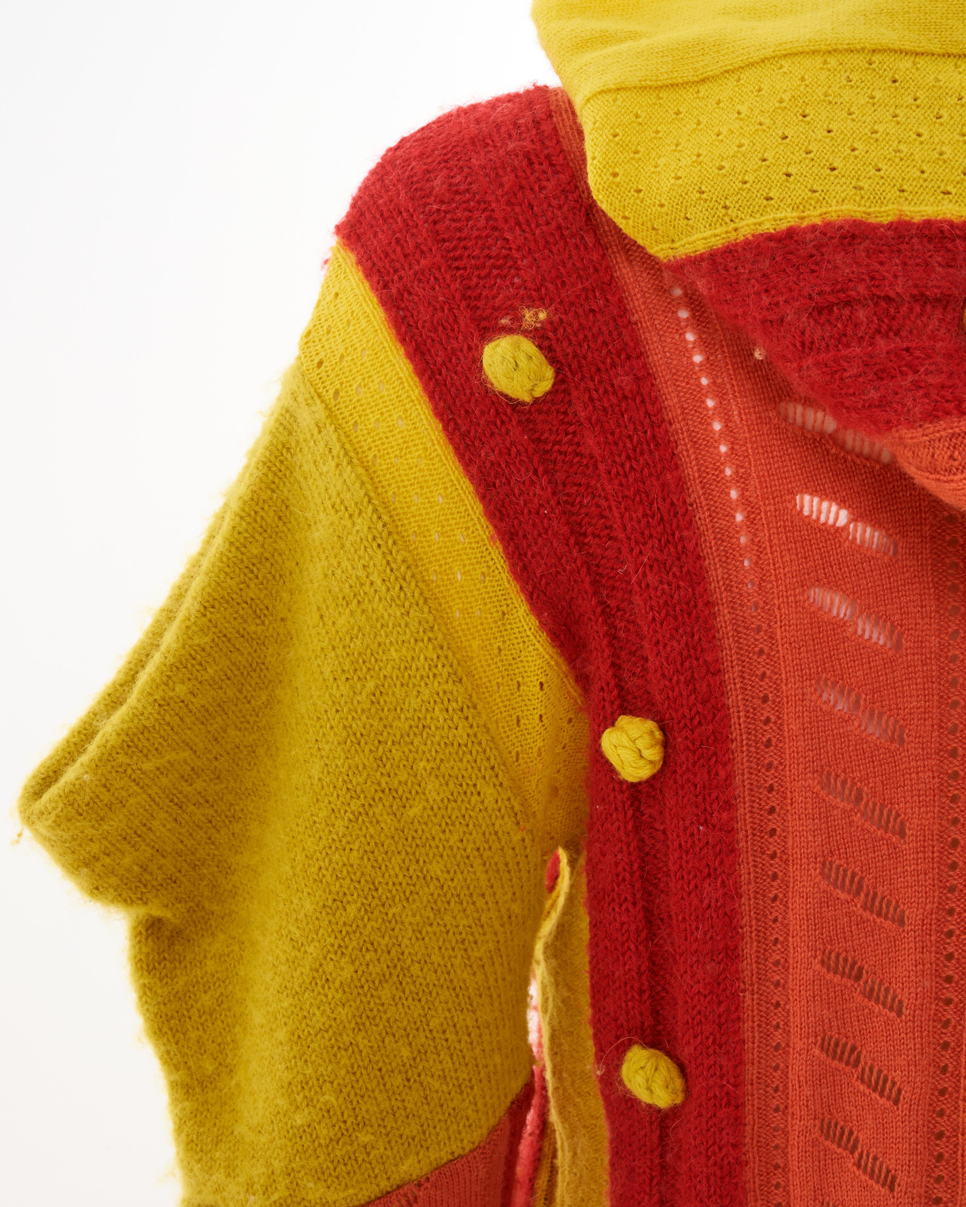Christian Dior by John Galliano F/W 2002 multicolor alpaca knitted hooded cardig For Sale 10
