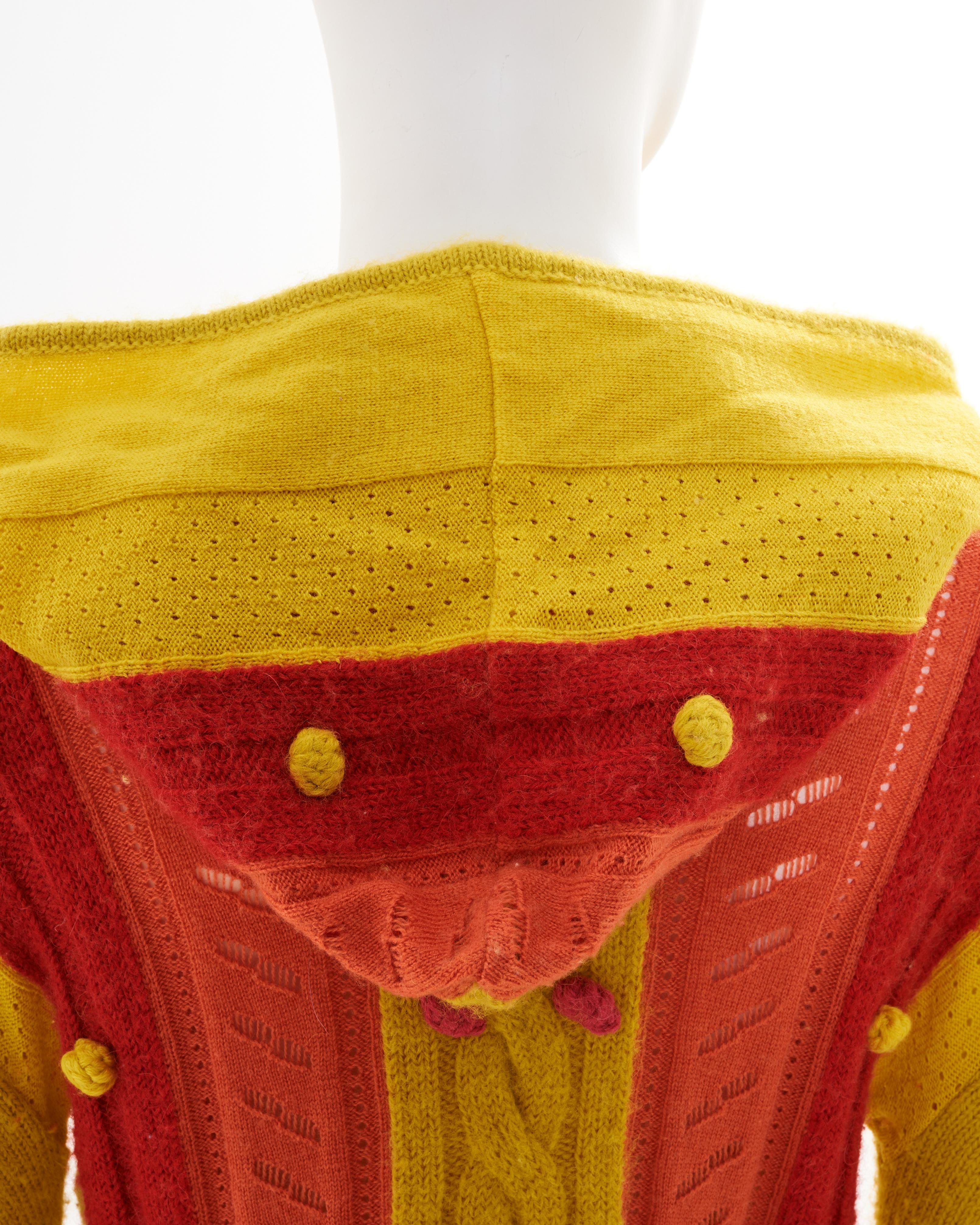Christian Dior by John Galliano F/W 2002 multicolor alpaca knitted hooded cardig For Sale 11
