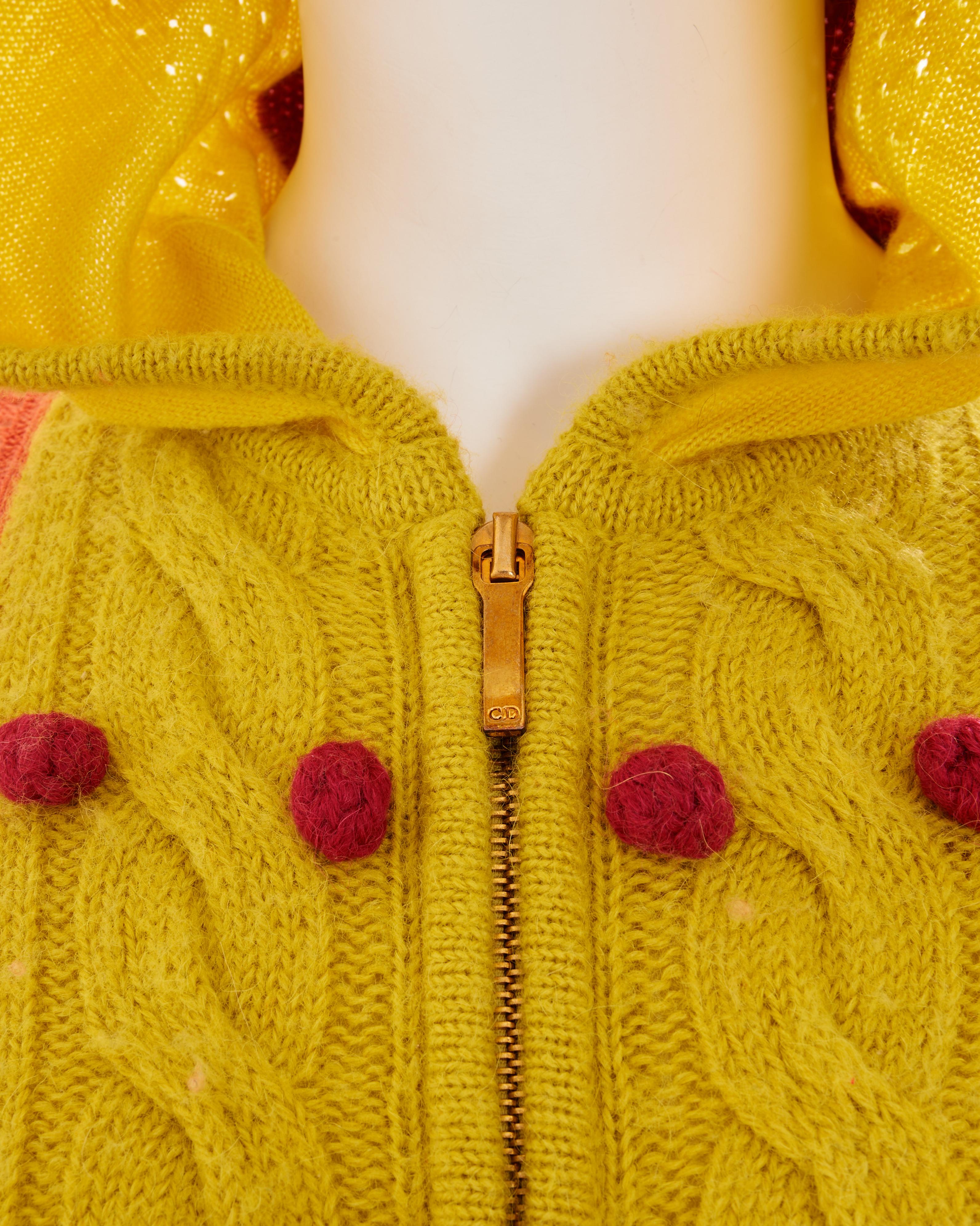 Christian Dior by John Galliano F/W 2002 multicolor alpaca knitted hooded cardig For Sale 12