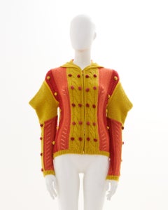 Christian Dior by John Galliano F/W 2002 multicolor alpaca knitted hooded cardig