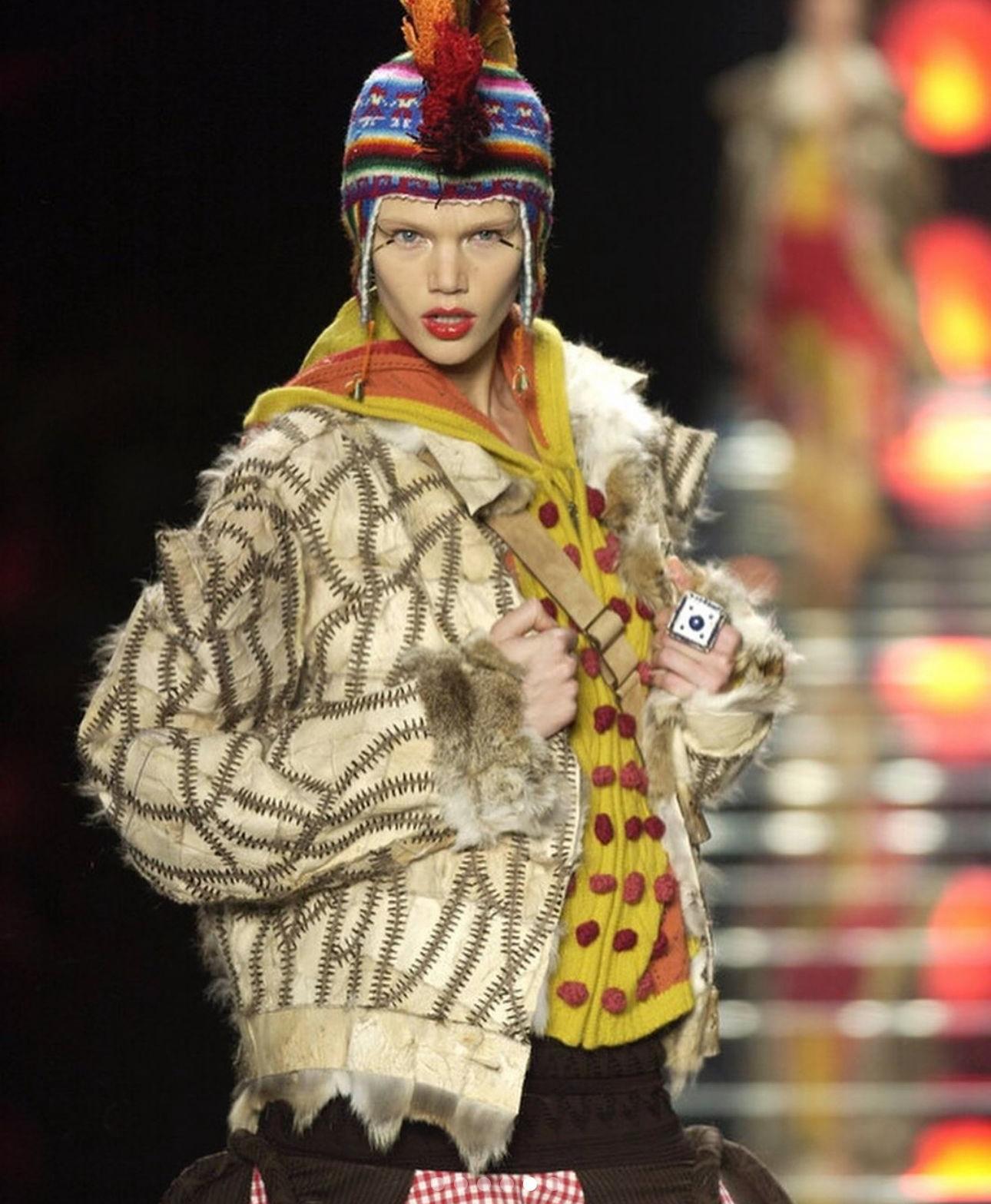 Christian Dior by John Galliano F/W 2002 multicolor alpaca knitted hooded cardig For Sale 2